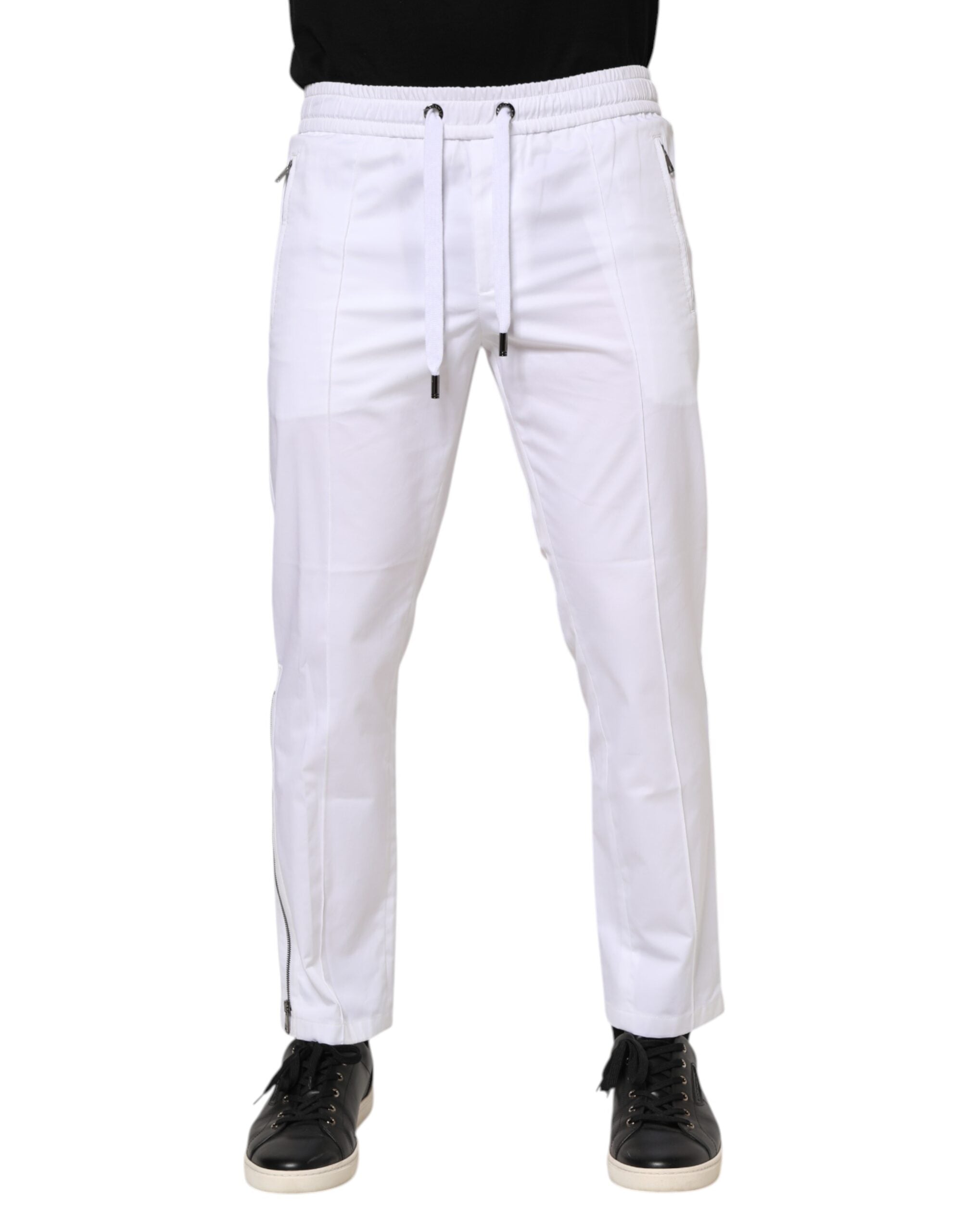 Pantalon de jogging Dolce &amp; Gabbana en coton stretch blanc avec logo pour homme