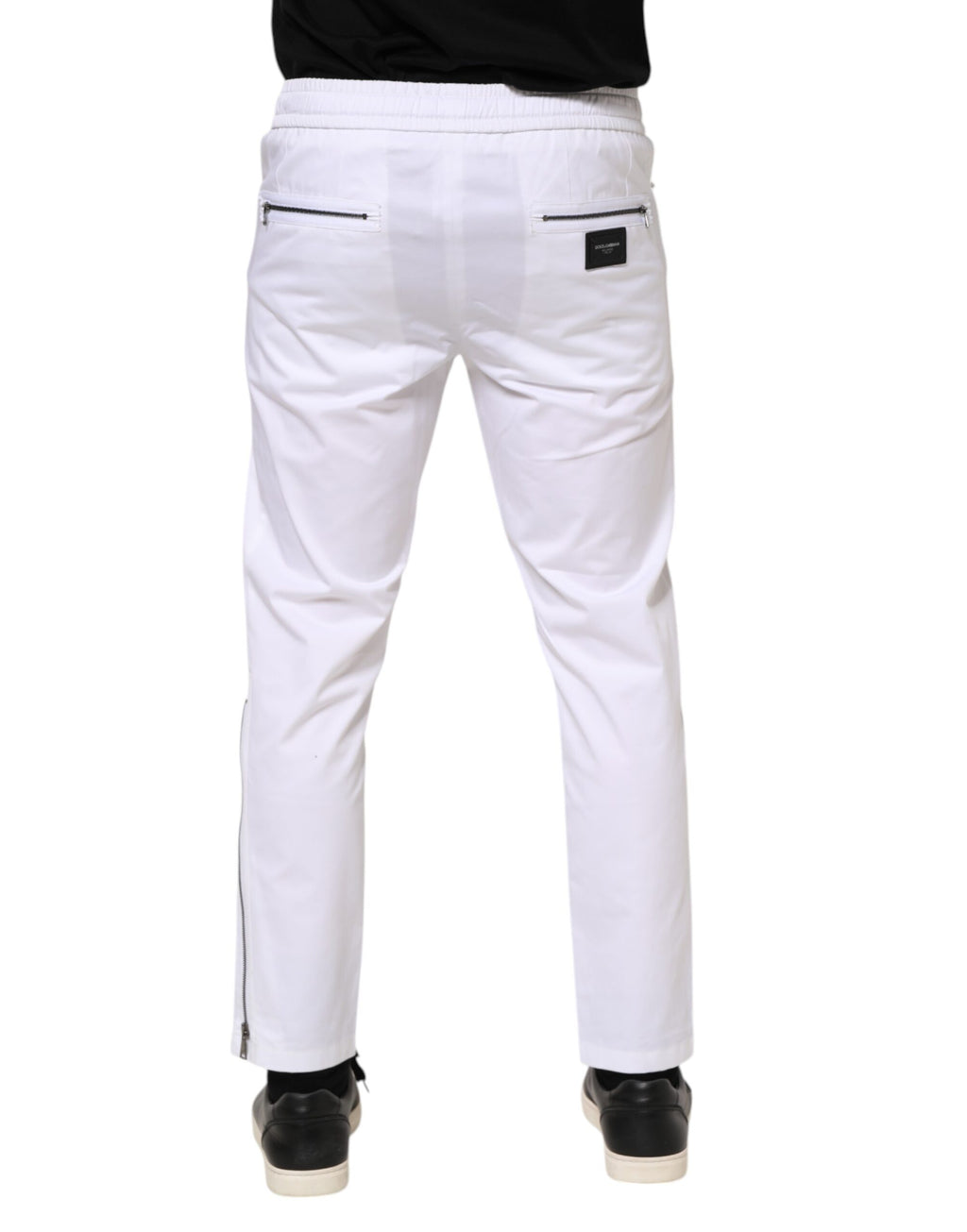 Pantalon de jogging Dolce &amp; Gabbana en coton stretch blanc avec logo pour homme