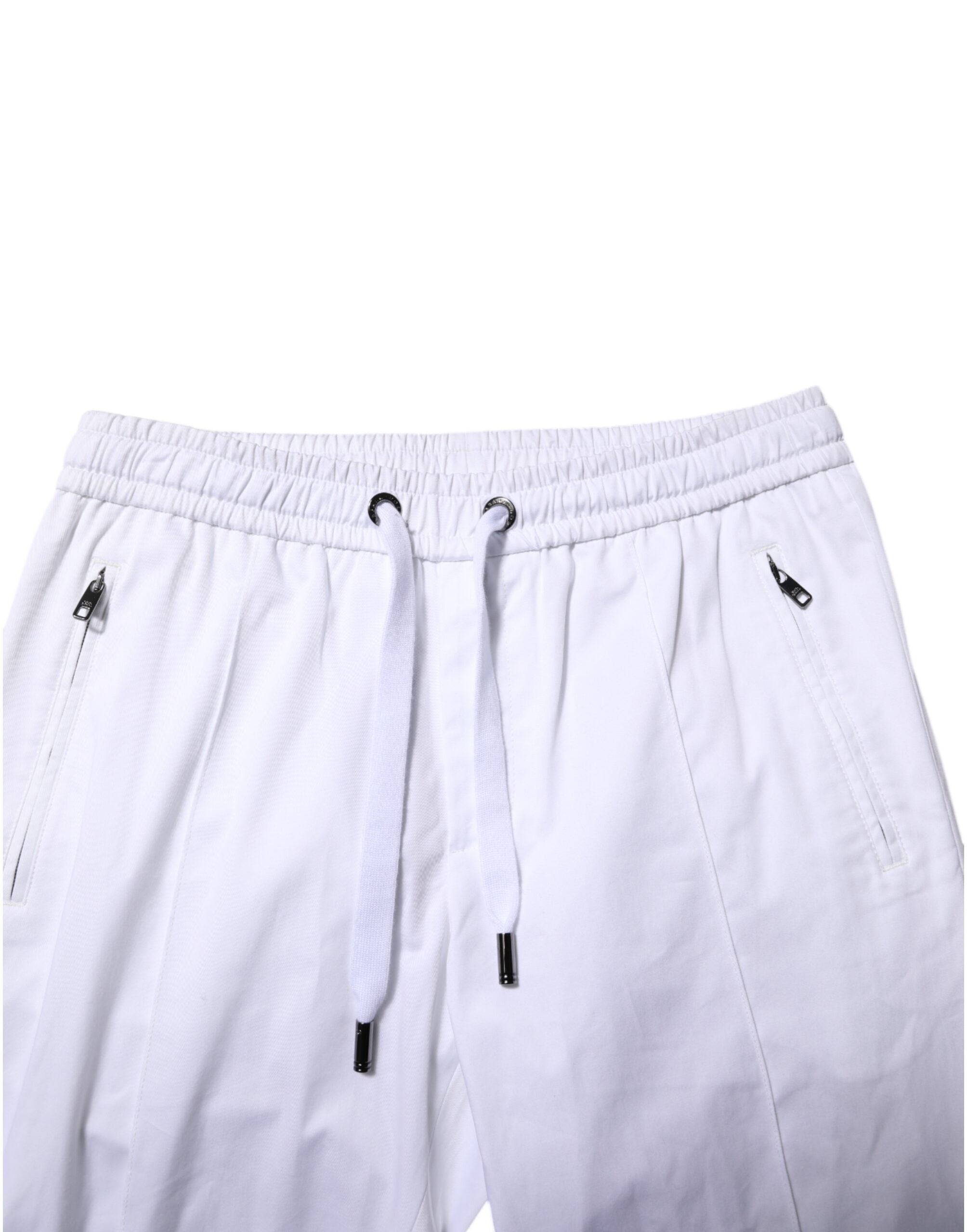 Pantalon de jogging Dolce &amp; Gabbana en coton stretch blanc avec logo pour homme