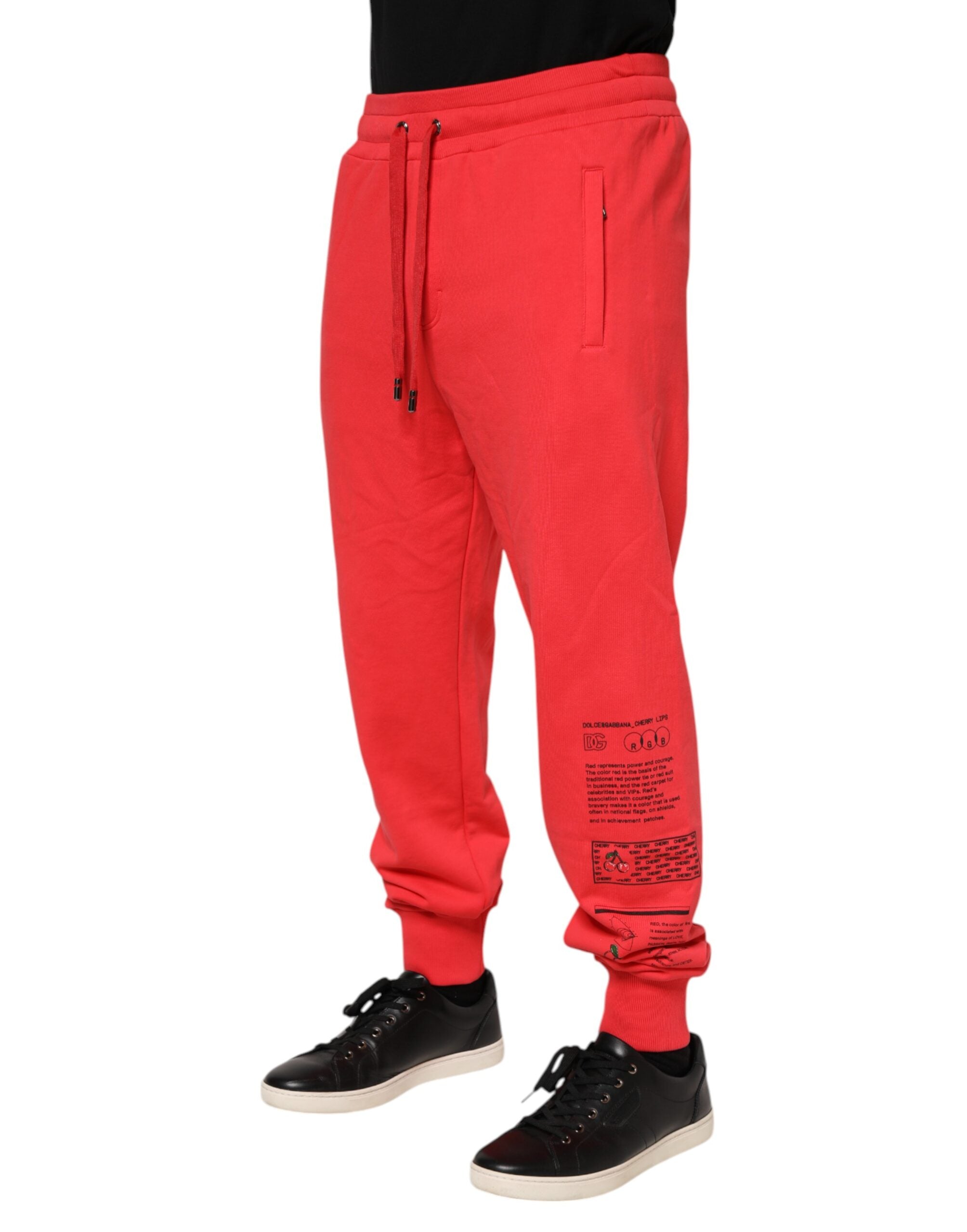 Pantalon de jogging en coton rouge Dolce &amp; Gabbana pour homme
