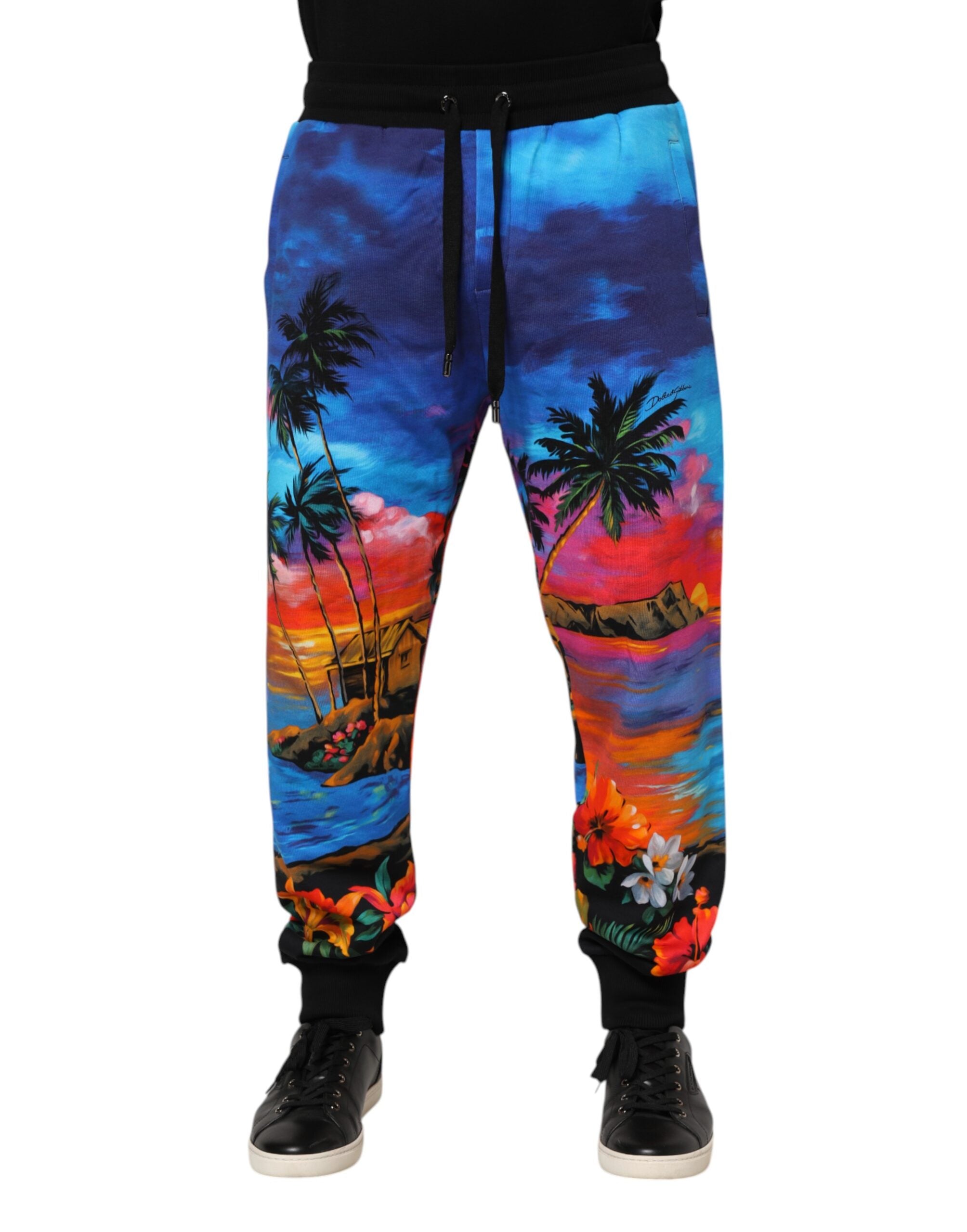 Pantalon de jogging à imprimé hawaïen bleu Dolce &amp; Gabbana