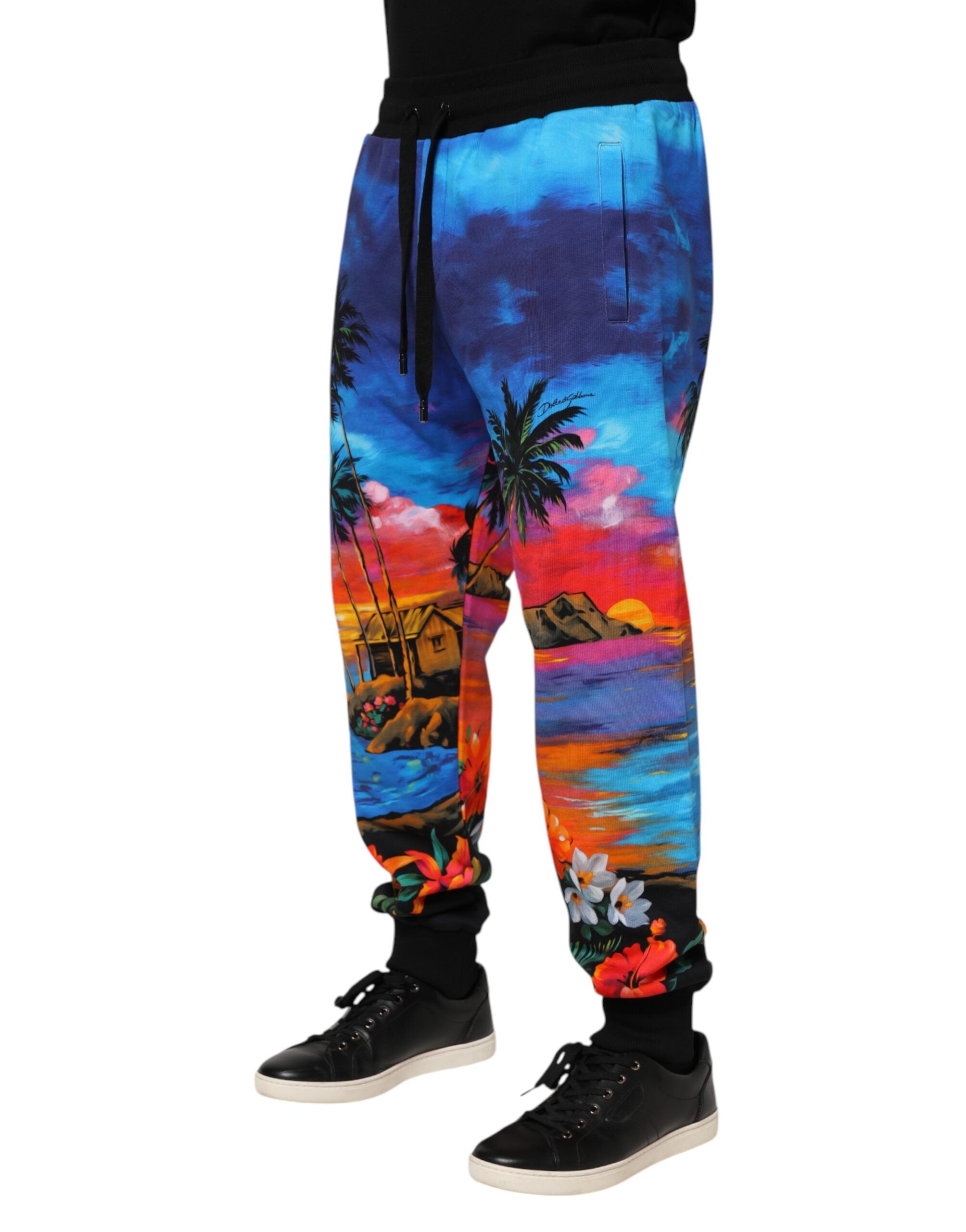 Pantalon de jogging à imprimé hawaïen bleu Dolce &amp; Gabbana