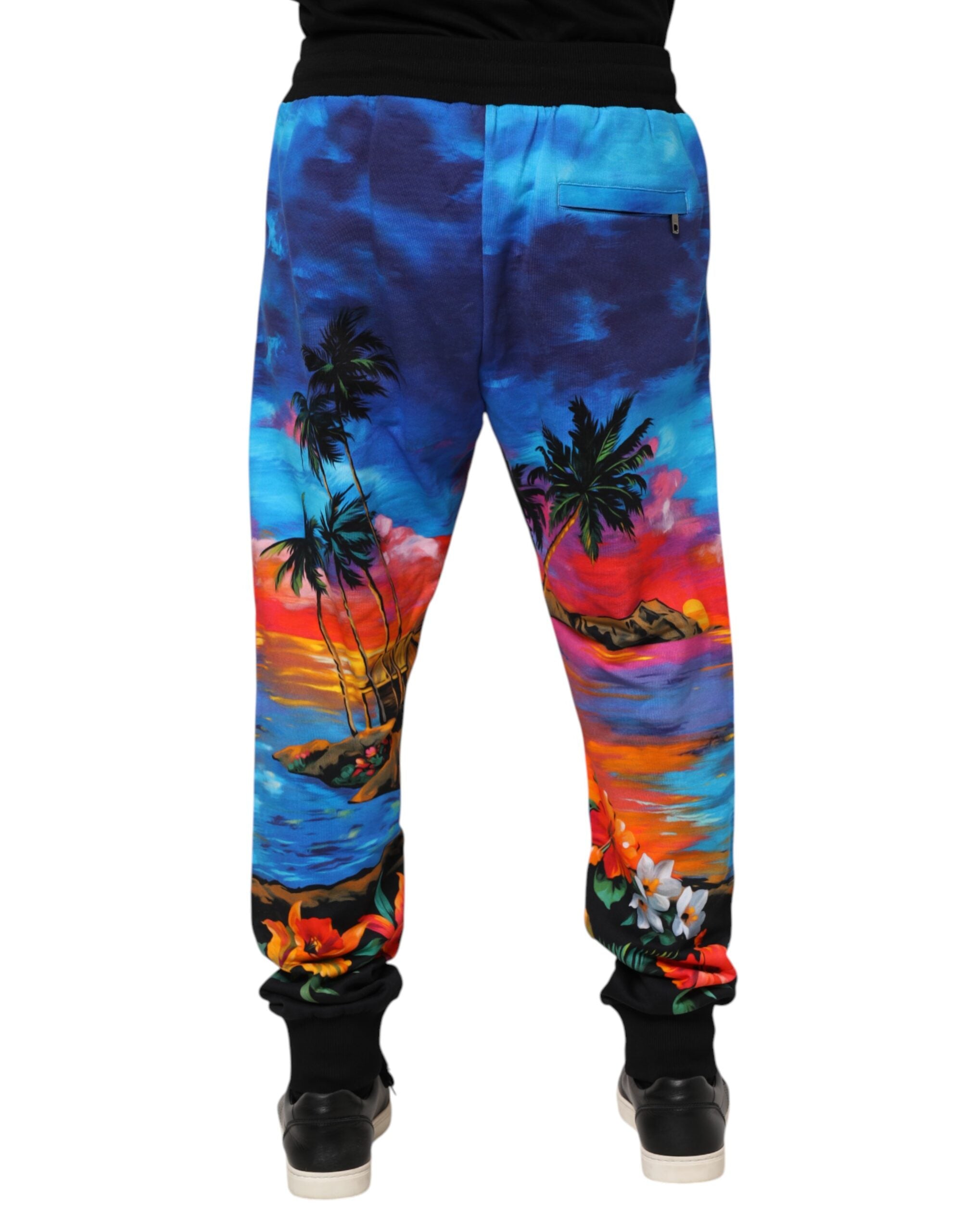 Pantalon de jogging à imprimé hawaïen bleu Dolce &amp; Gabbana