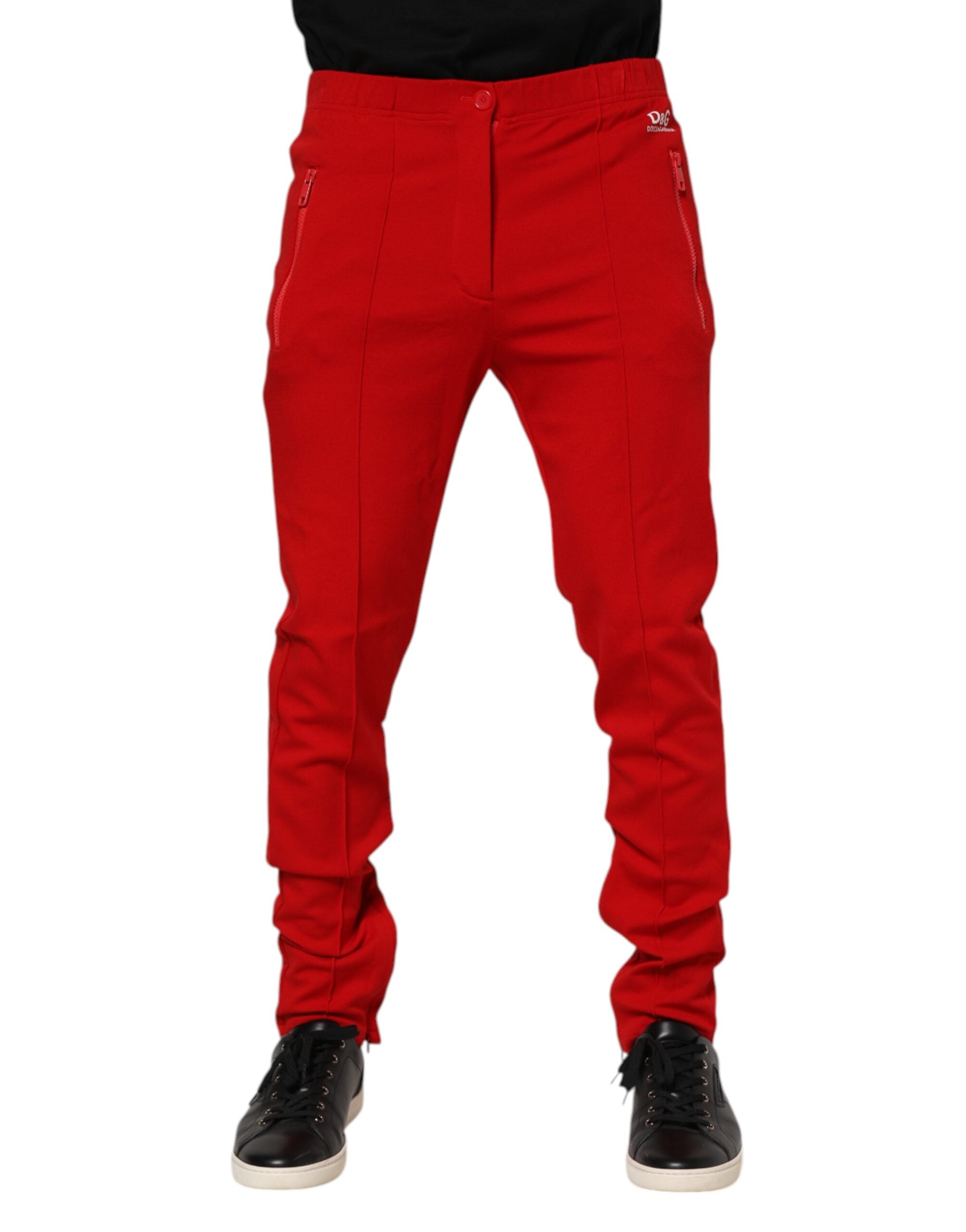 Pantalon de jogging Dolce &amp; Gabbana en viscose rouge avec logo pour homme