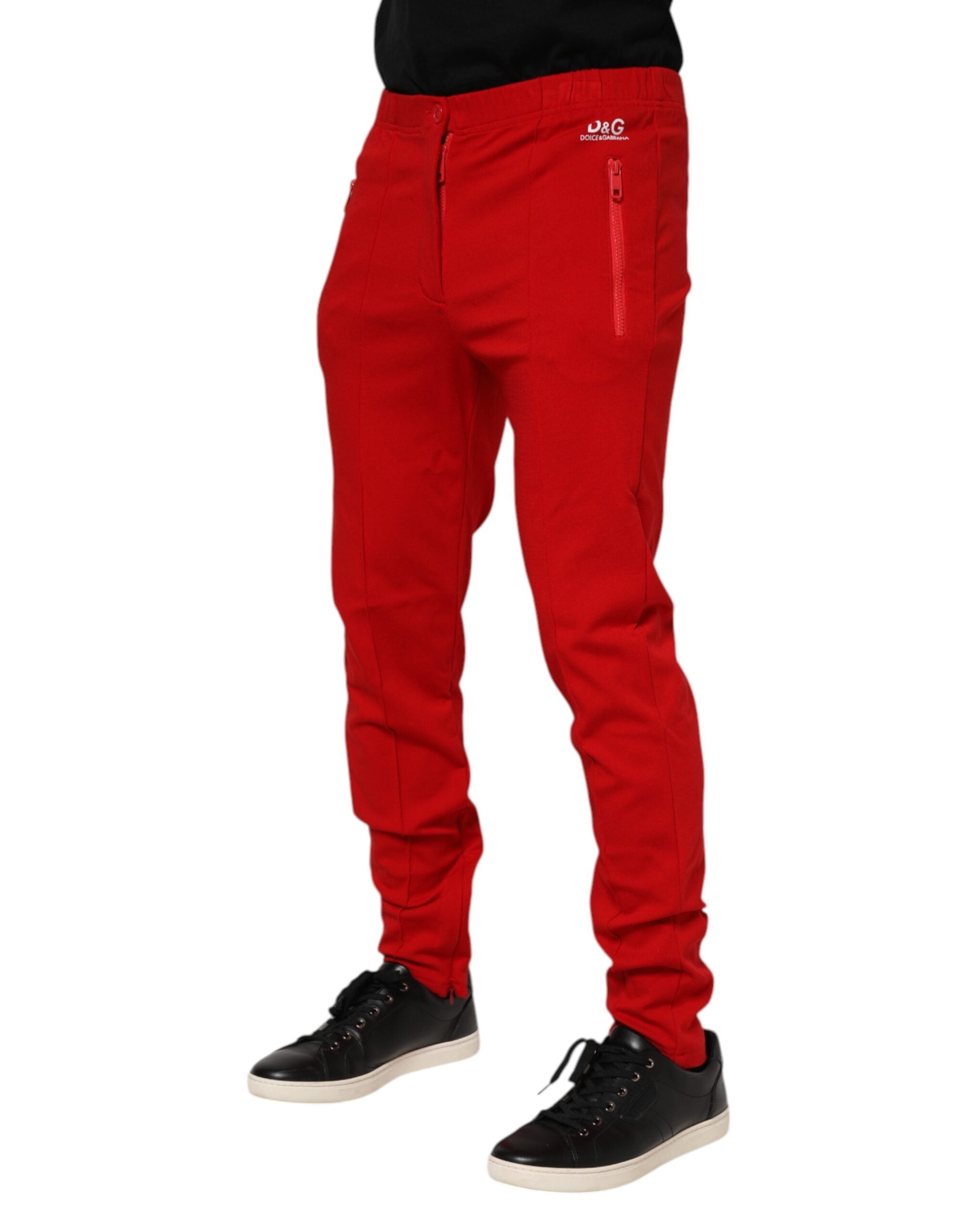 Pantalon de jogging Dolce &amp; Gabbana en viscose rouge avec logo pour homme