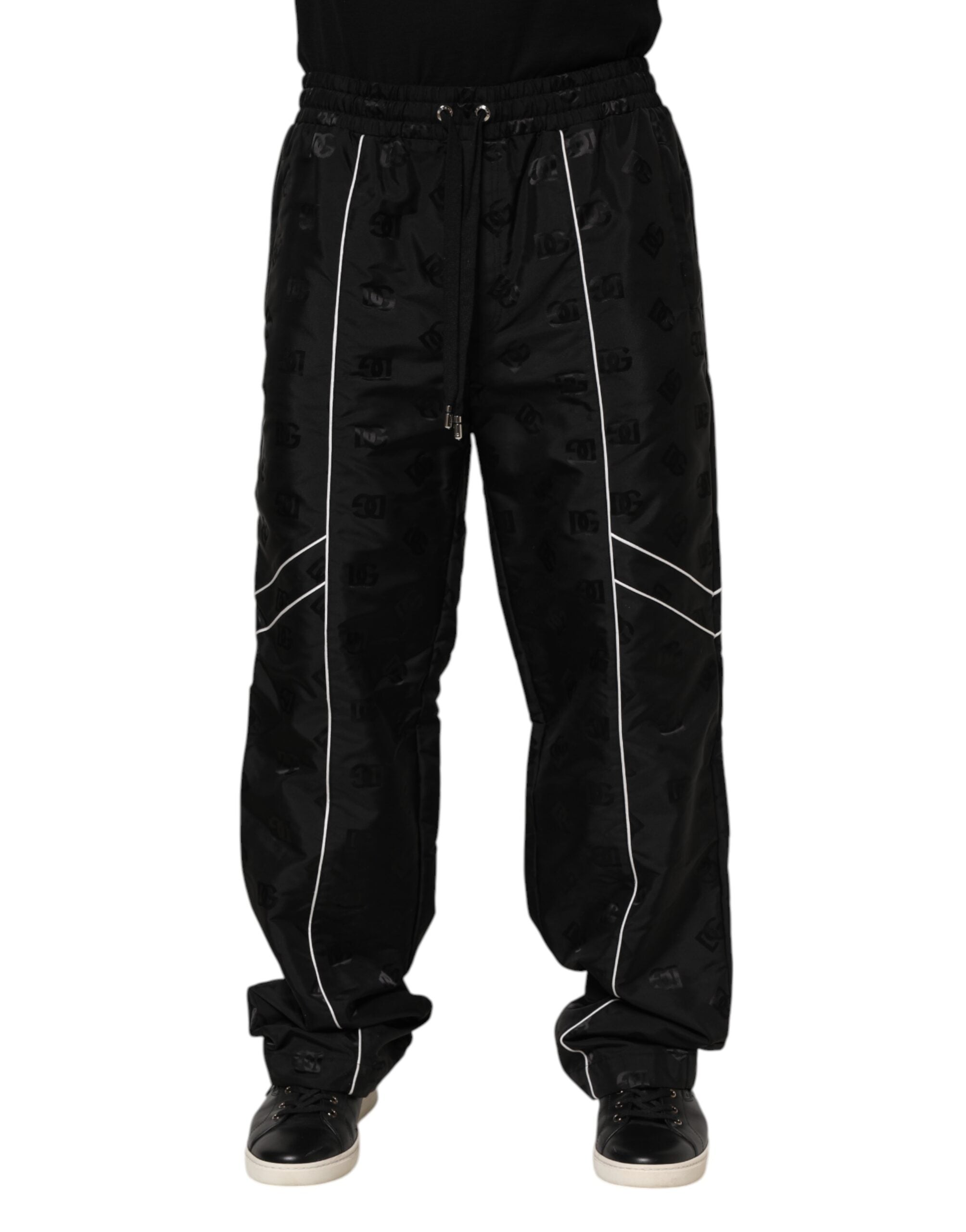 Pantalon de jogging droit en coton noir Dolce &amp; Gabbana
