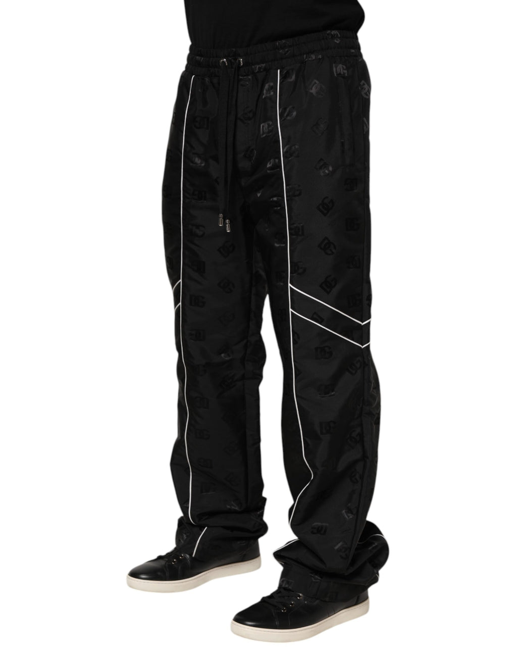 Pantalon de jogging droit en coton noir Dolce &amp; Gabbana
