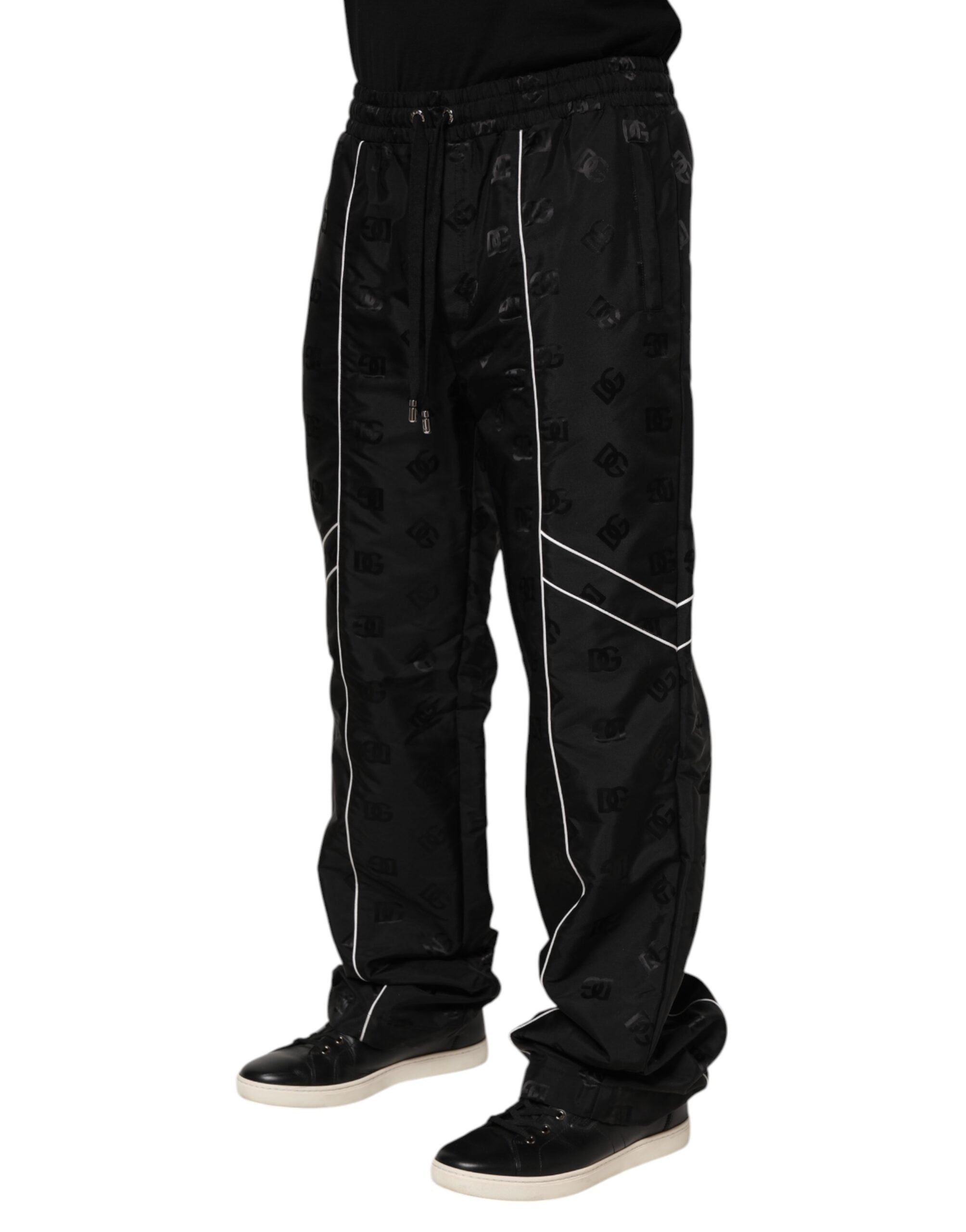 Pantalon de jogging droit en coton noir Dolce &amp; Gabbana