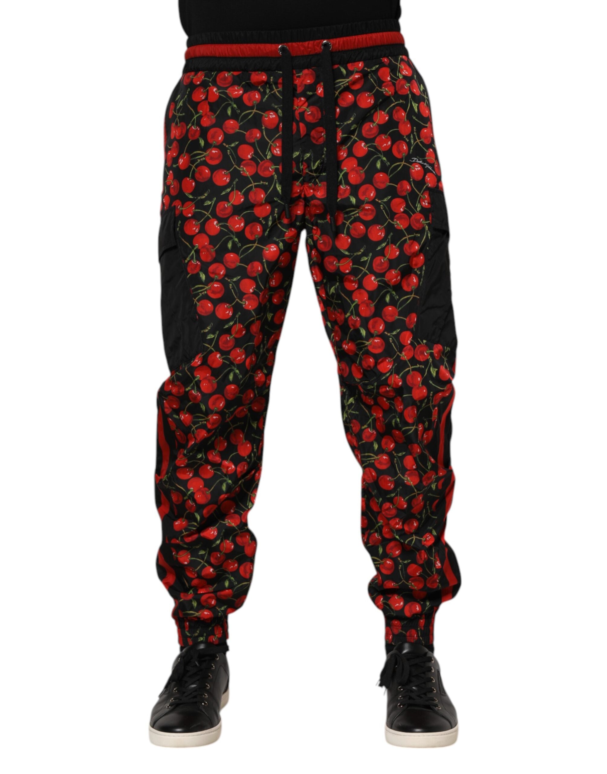 Pantalon de survêtement Dolce &amp; Gabbana pour homme, imprimé cerises noires et rouges