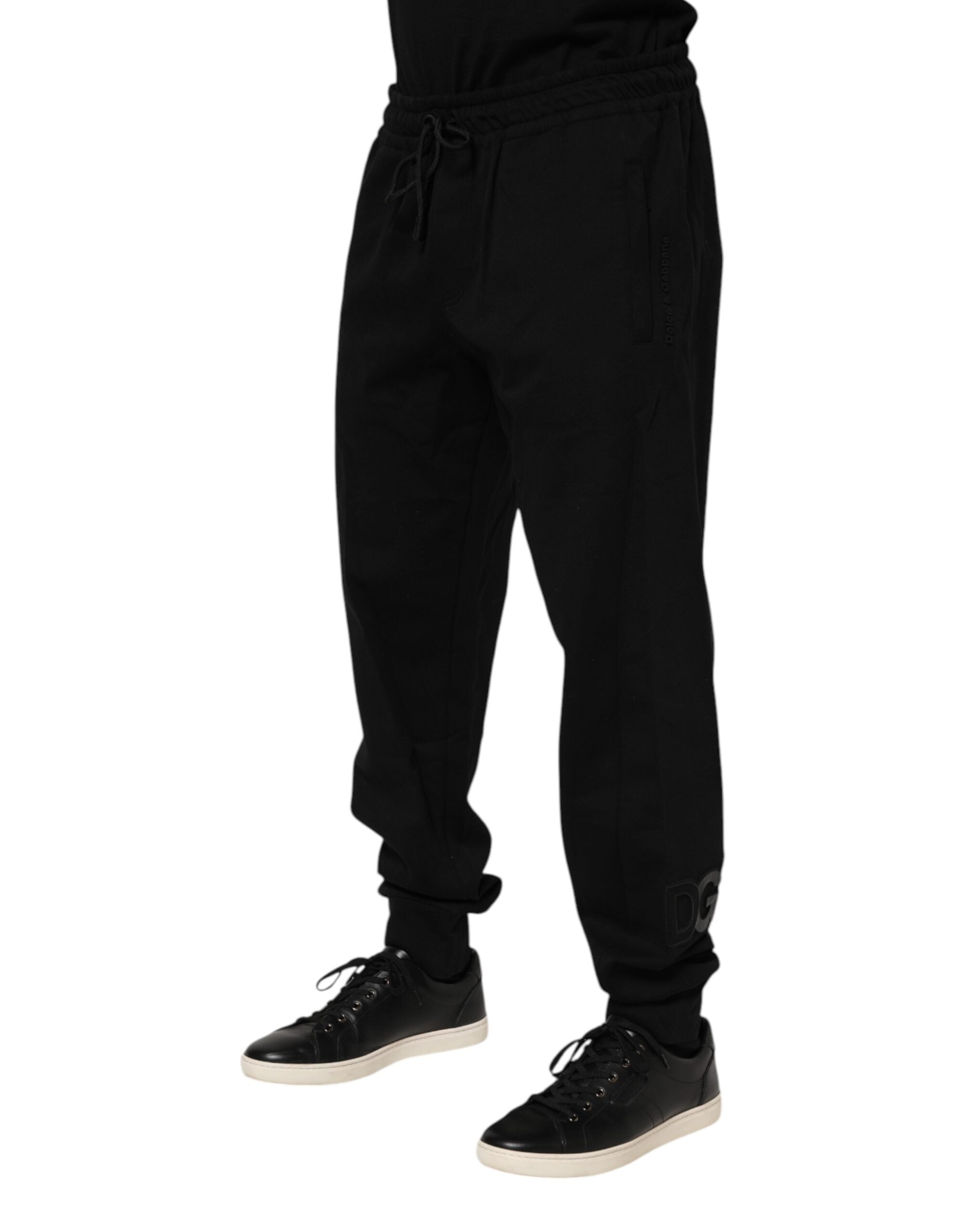 Pantalon de jogging en coton noir Dolce &amp; Gabbana pour homme