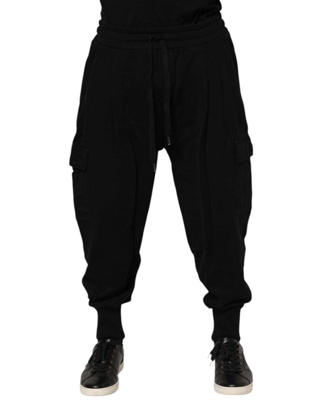Pantalon de jogging en coton noir avec logo Dolce &amp; Gabbana