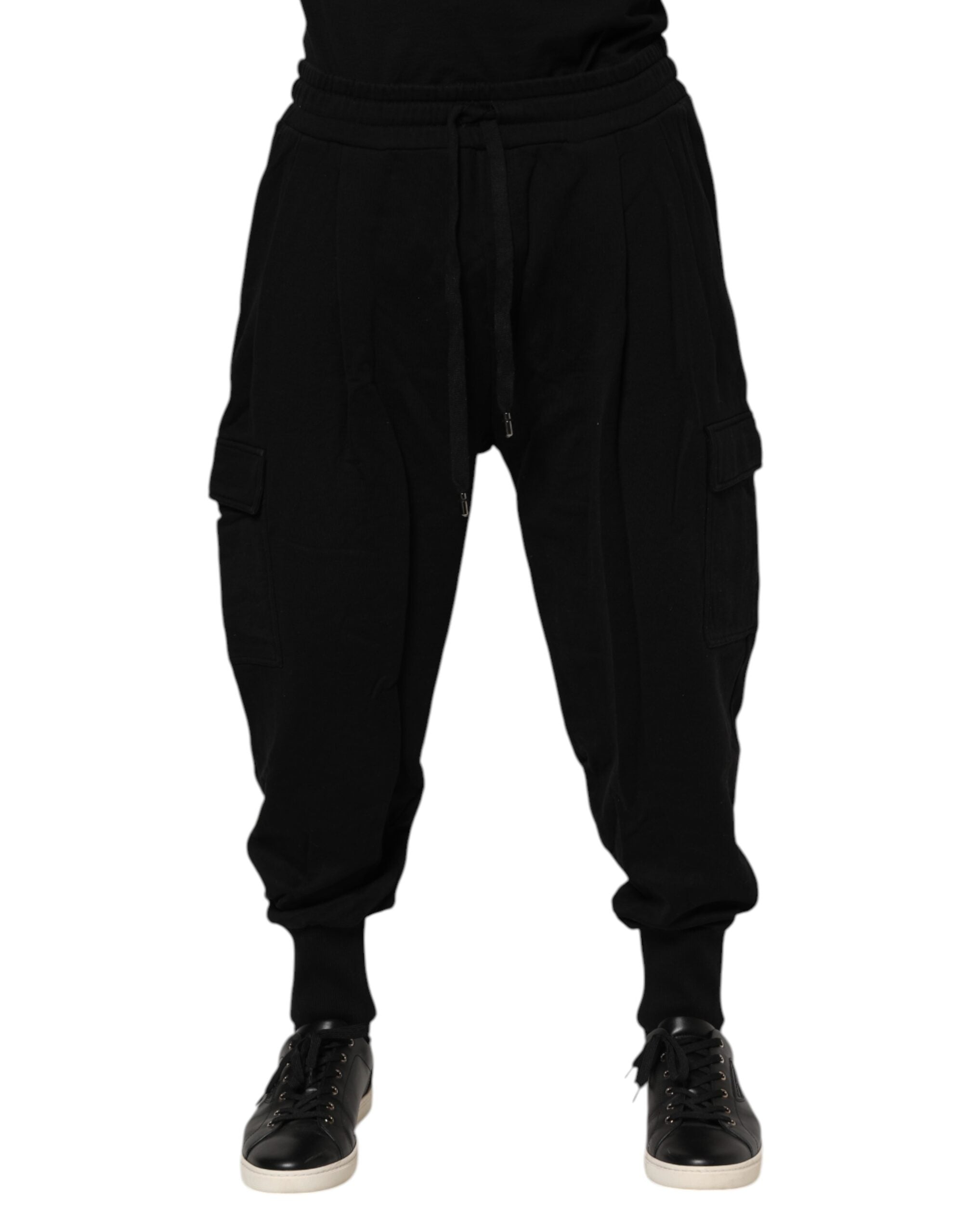 Pantalon de jogging en coton noir avec logo Dolce &amp; Gabbana
