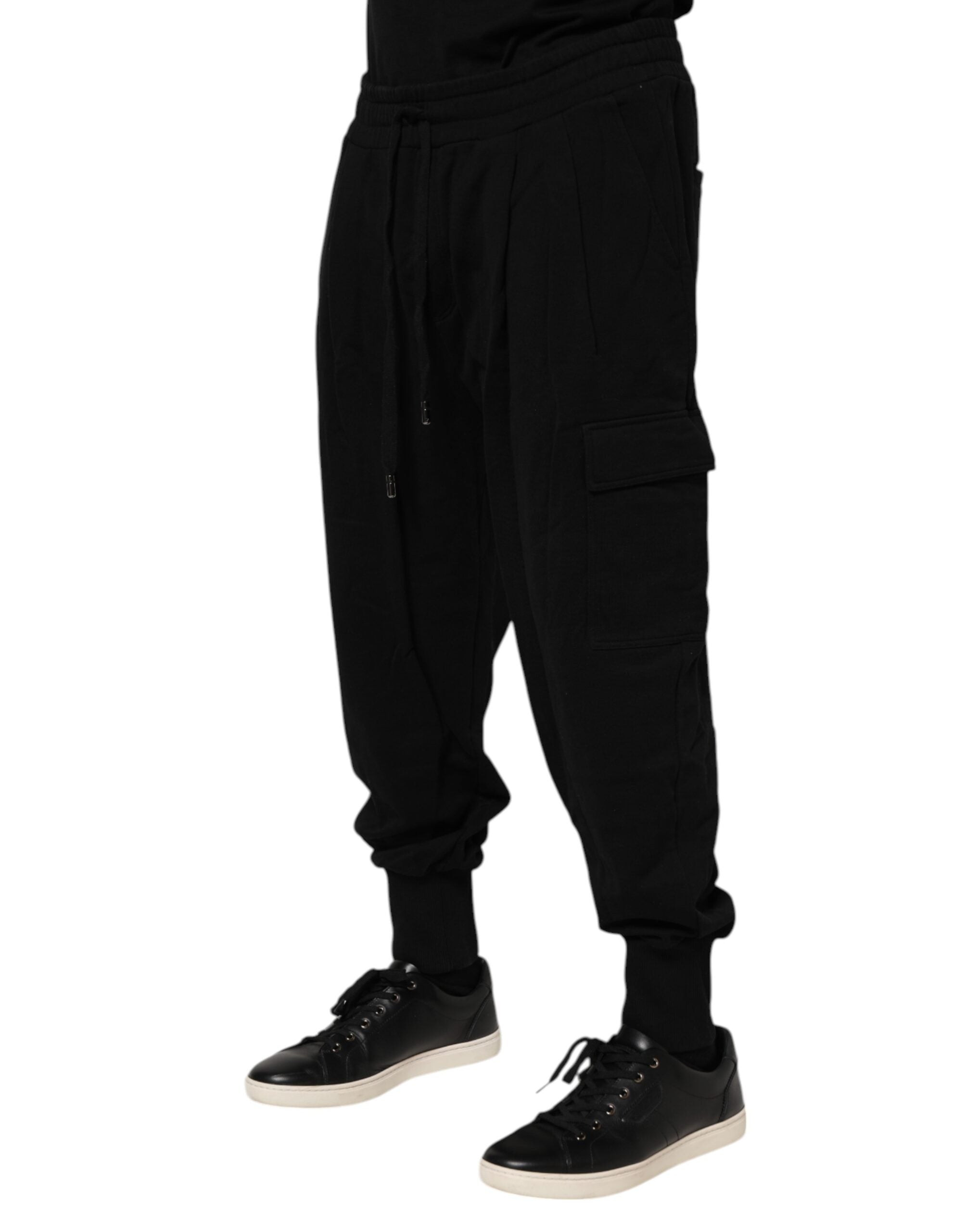 Pantalon de jogging en coton noir avec logo Dolce &amp; Gabbana