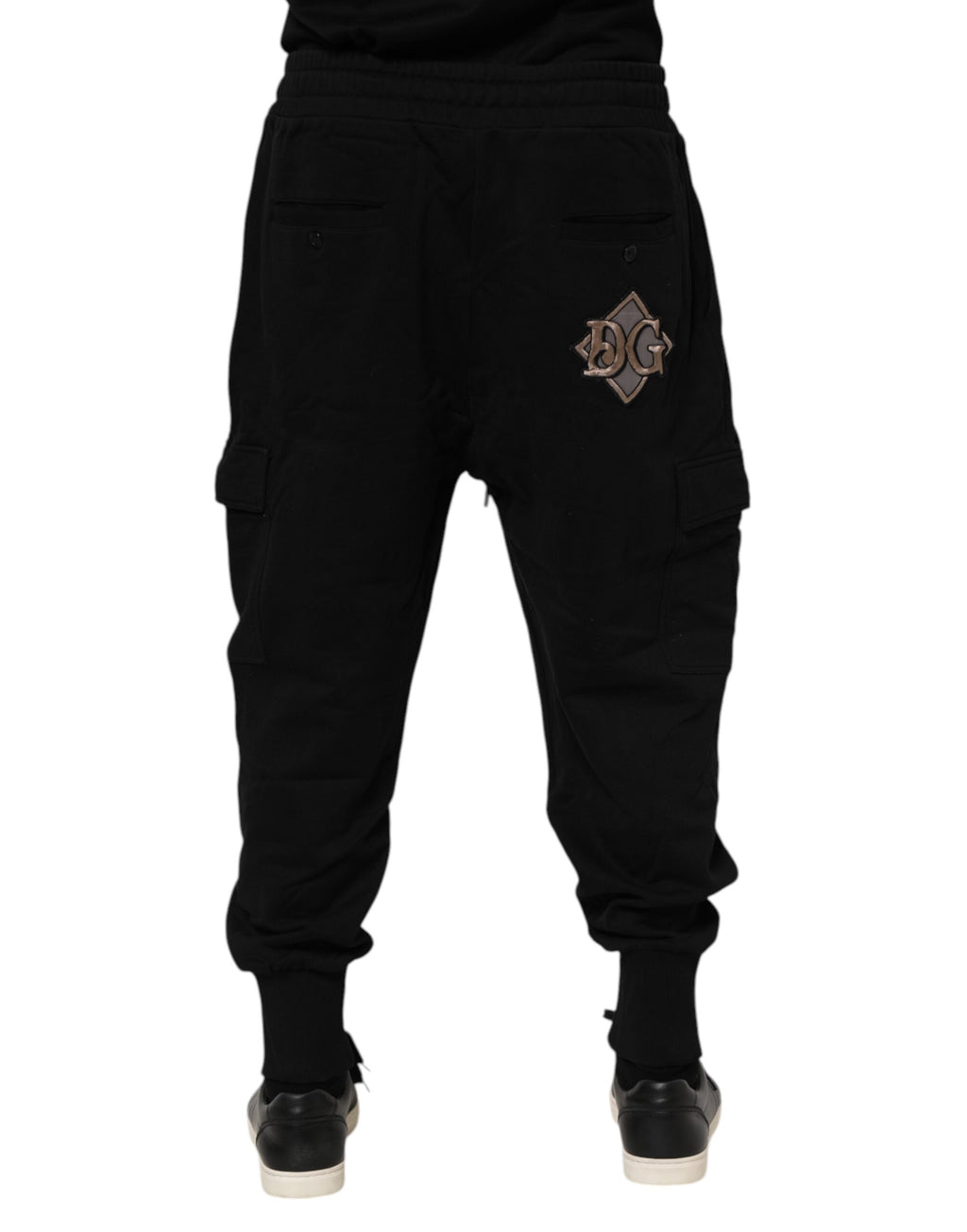 Pantalon de jogging en coton noir avec logo Dolce &amp; Gabbana