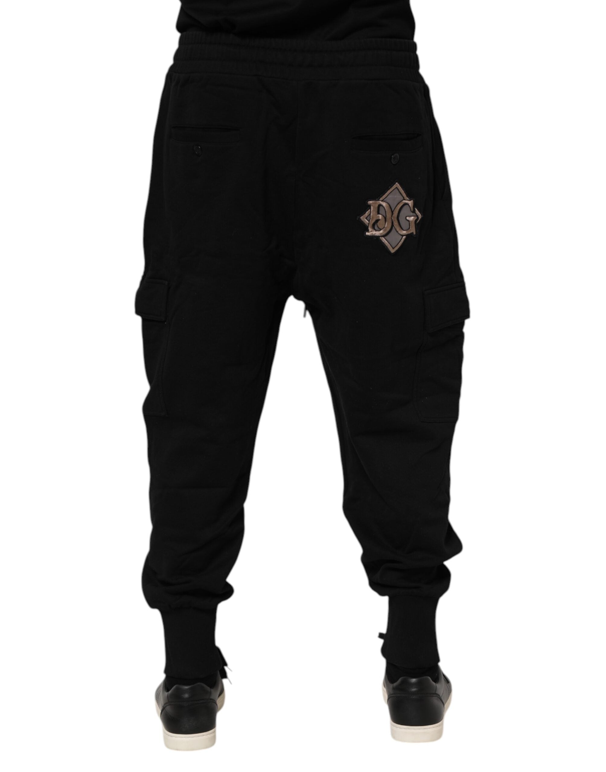 Pantalon de jogging en coton noir avec logo Dolce &amp; Gabbana
