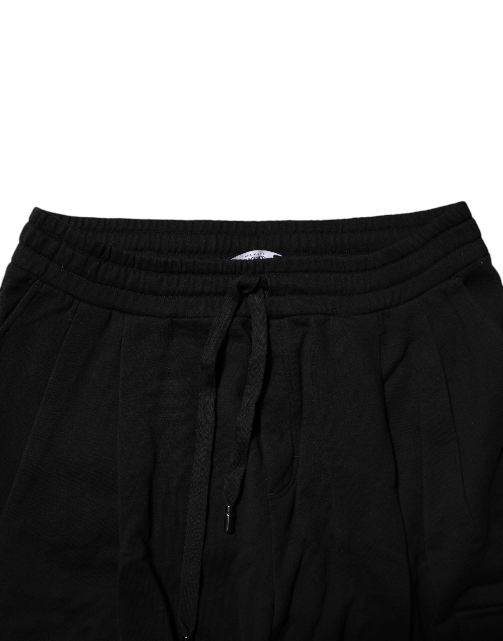 Pantalon de jogging en coton noir avec logo Dolce &amp; Gabbana