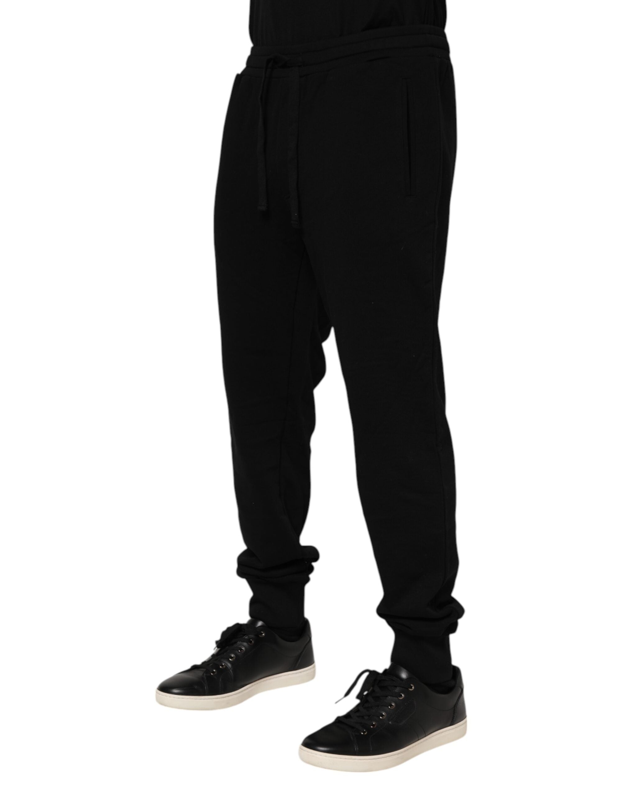 Pantalon de jogging en coton noir Dolce &amp; Gabbana