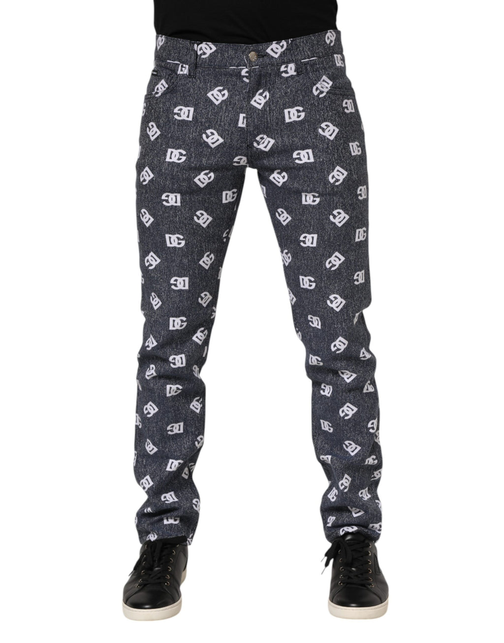 Jean skinny slim en coton gris foncé avec logo Dolce &amp; Gabbana