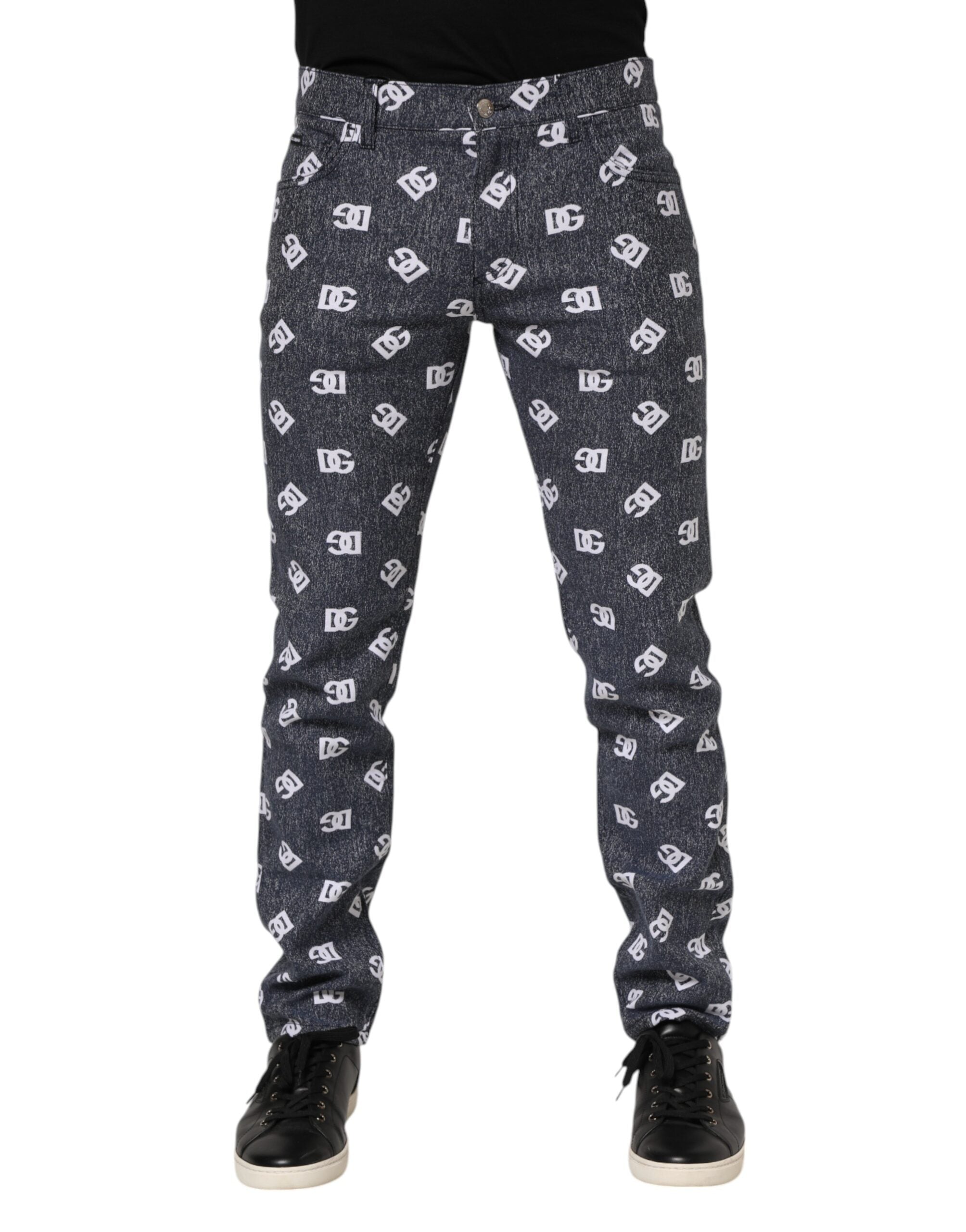 Jean skinny slim en coton gris foncé avec logo Dolce &amp; Gabbana