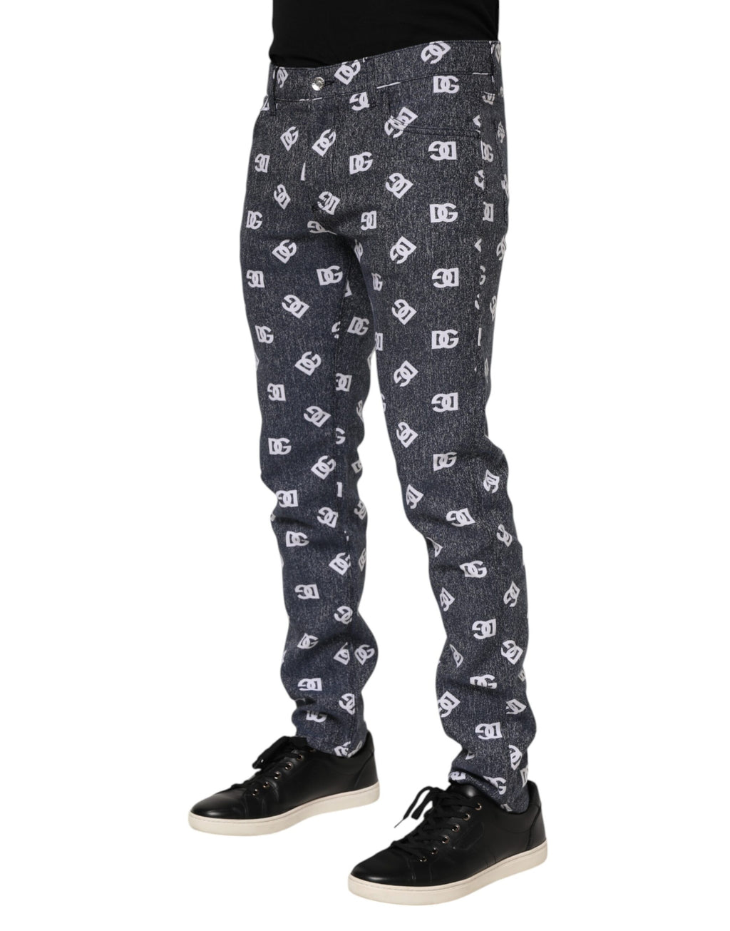 Jean skinny slim en coton gris foncé avec logo Dolce &amp; Gabbana
