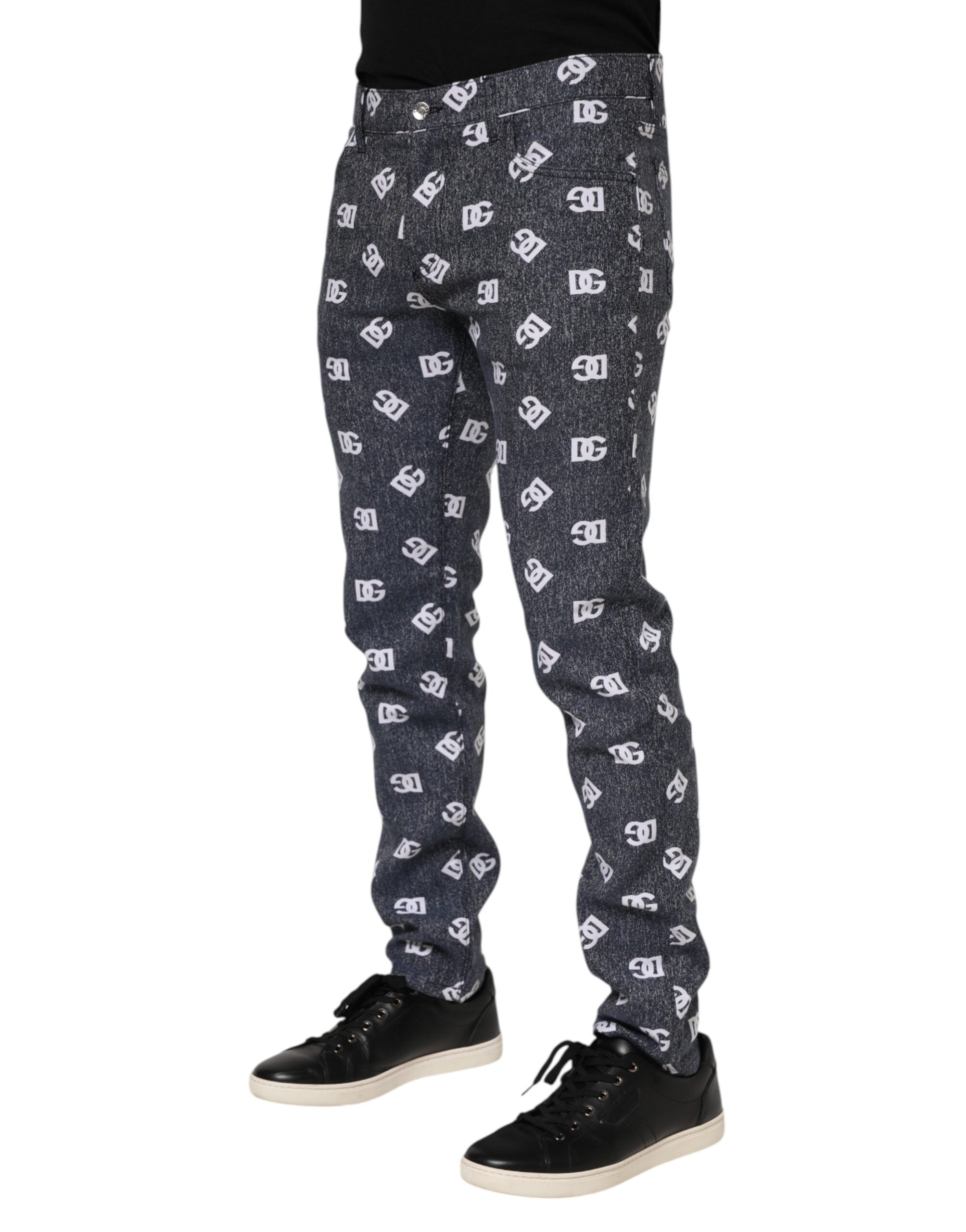 Jean skinny slim en coton gris foncé avec logo Dolce &amp; Gabbana