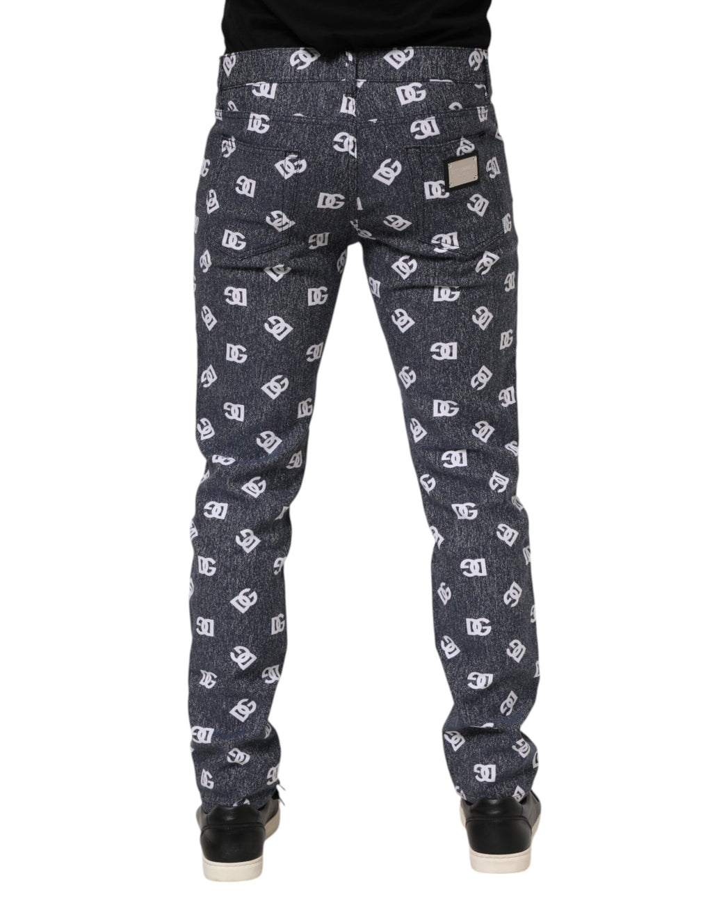 Jean skinny slim en coton gris foncé avec logo Dolce &amp; Gabbana