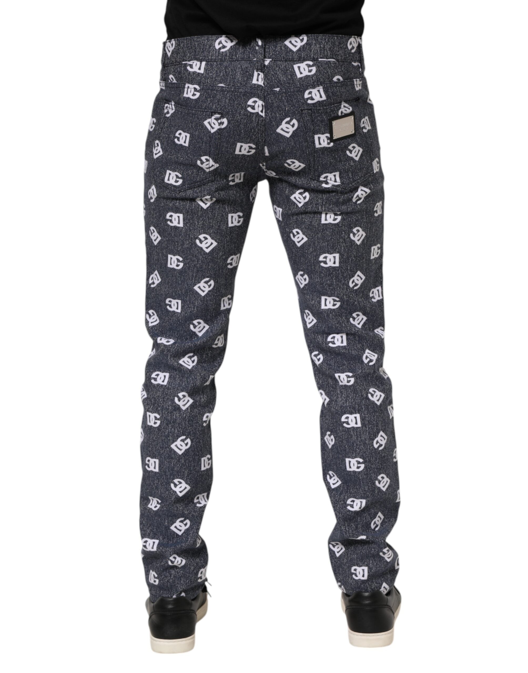 Jean skinny slim en coton gris foncé avec logo Dolce &amp; Gabbana