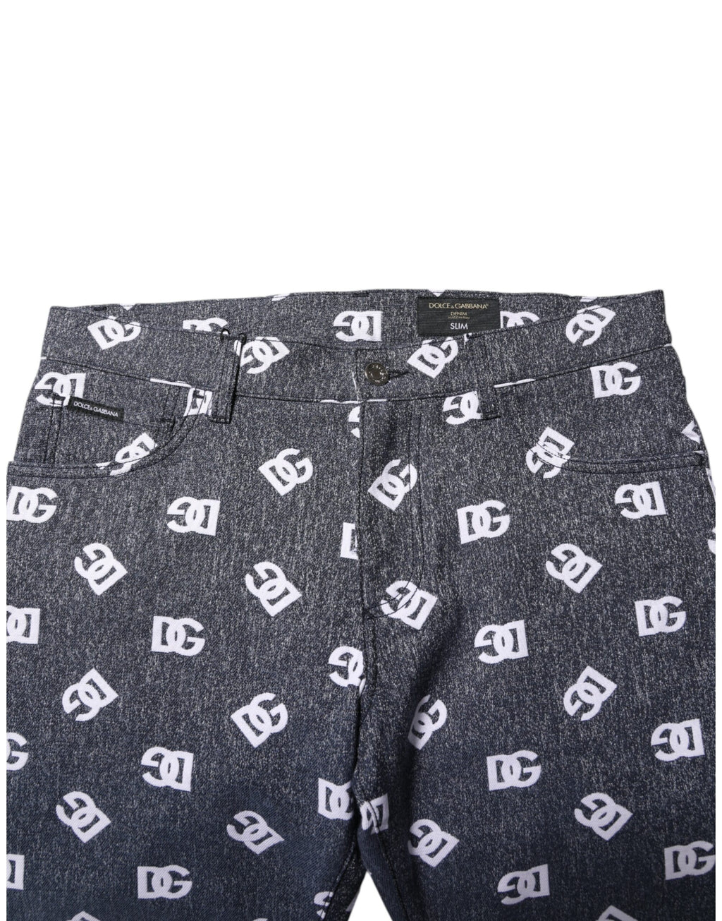 Jean skinny slim en coton gris foncé avec logo Dolce &amp; Gabbana