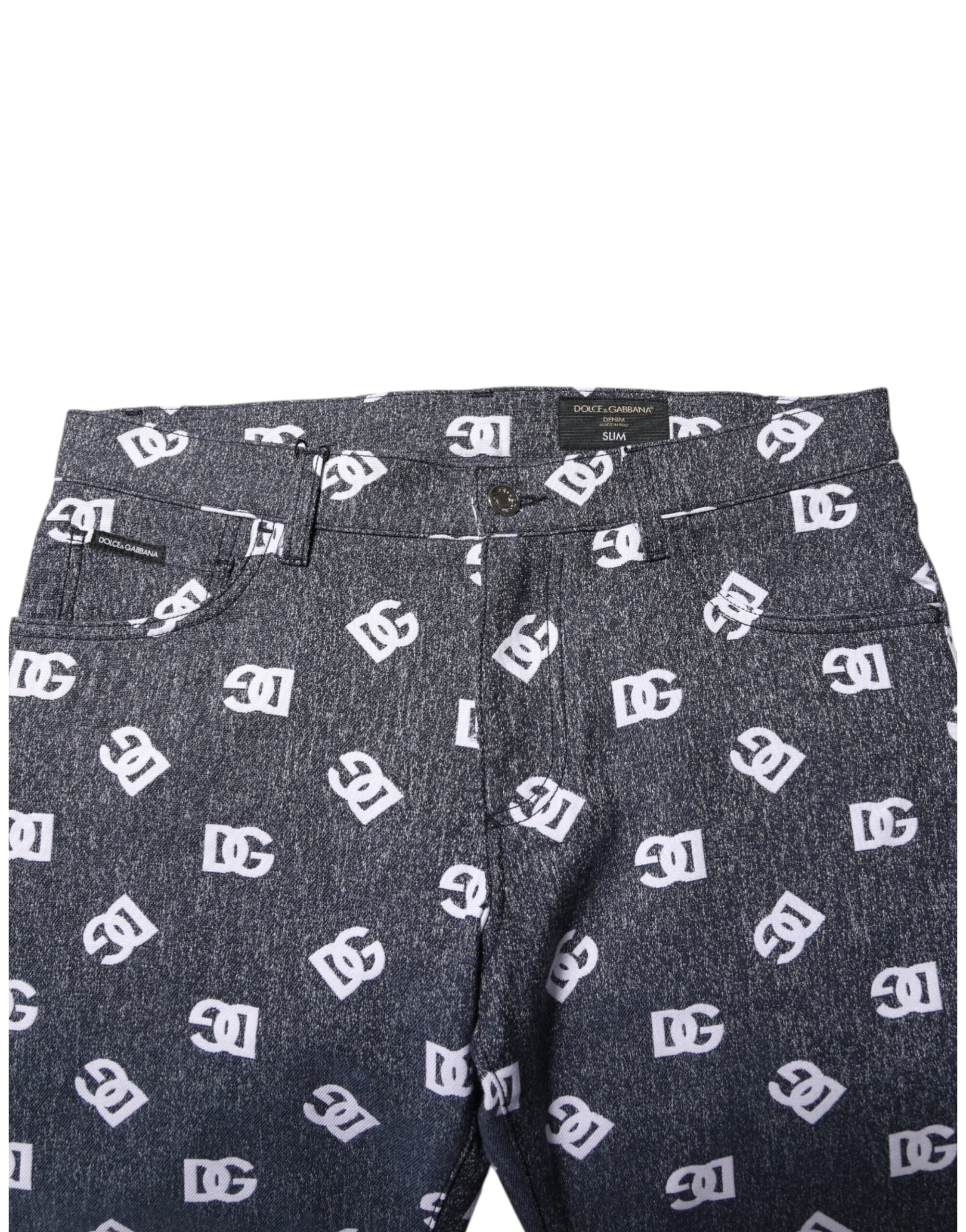 Jean skinny slim en coton gris foncé avec logo Dolce &amp; Gabbana