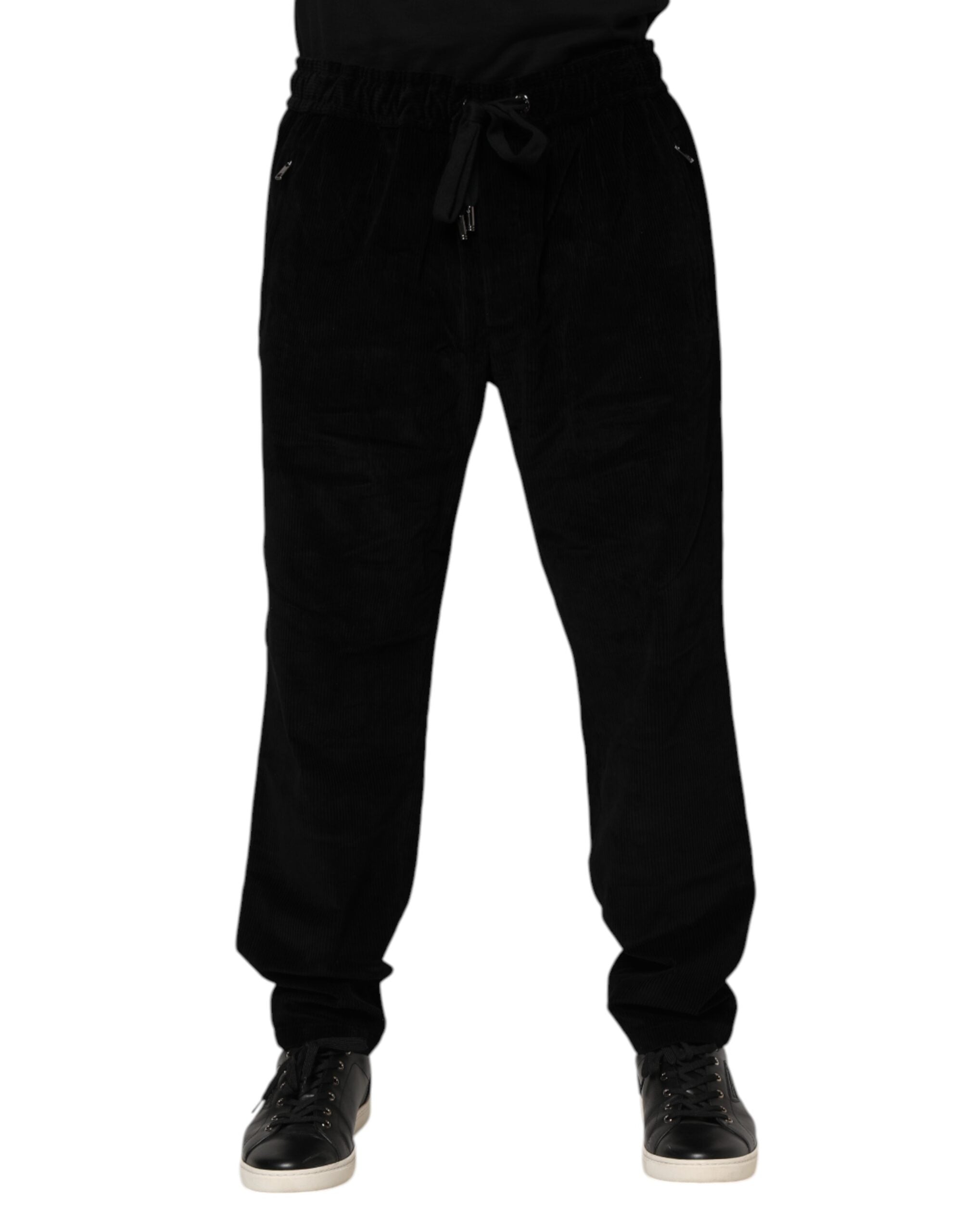 Pantalon de jogging en coton noir Dolce &amp; Gabbana pour homme
