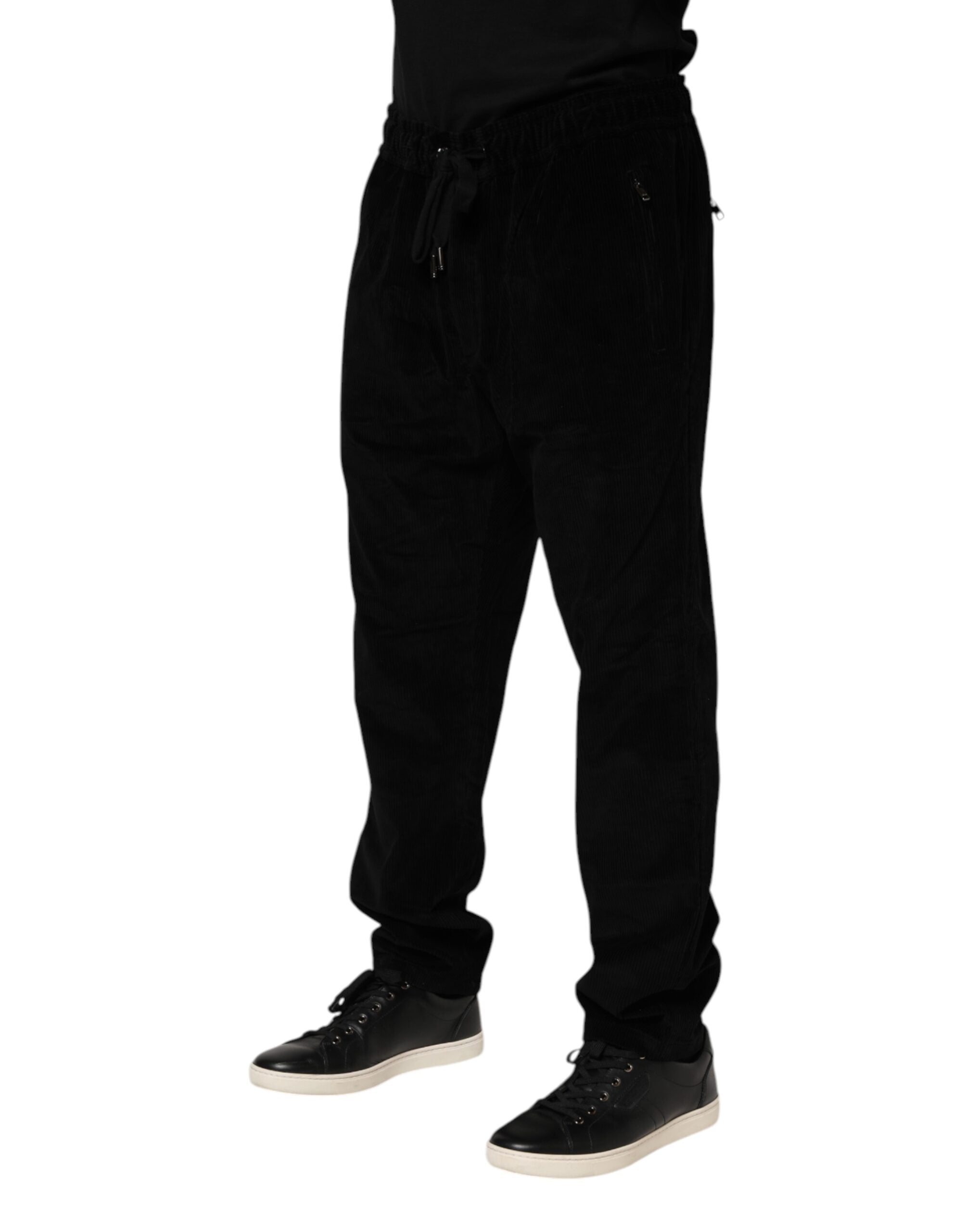 Pantalon de jogging en coton noir Dolce &amp; Gabbana pour homme