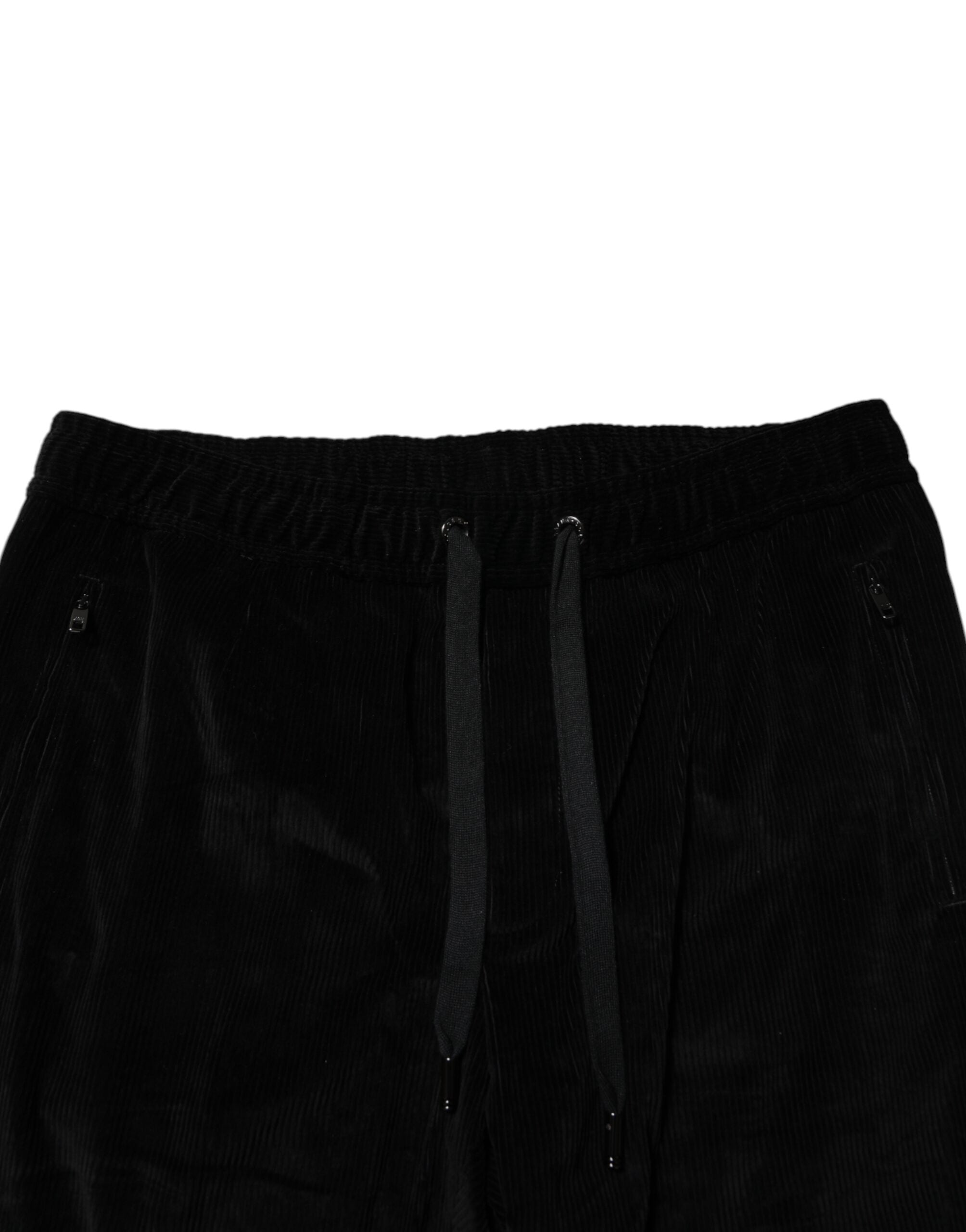 Pantalon de jogging en coton noir Dolce &amp; Gabbana pour homme