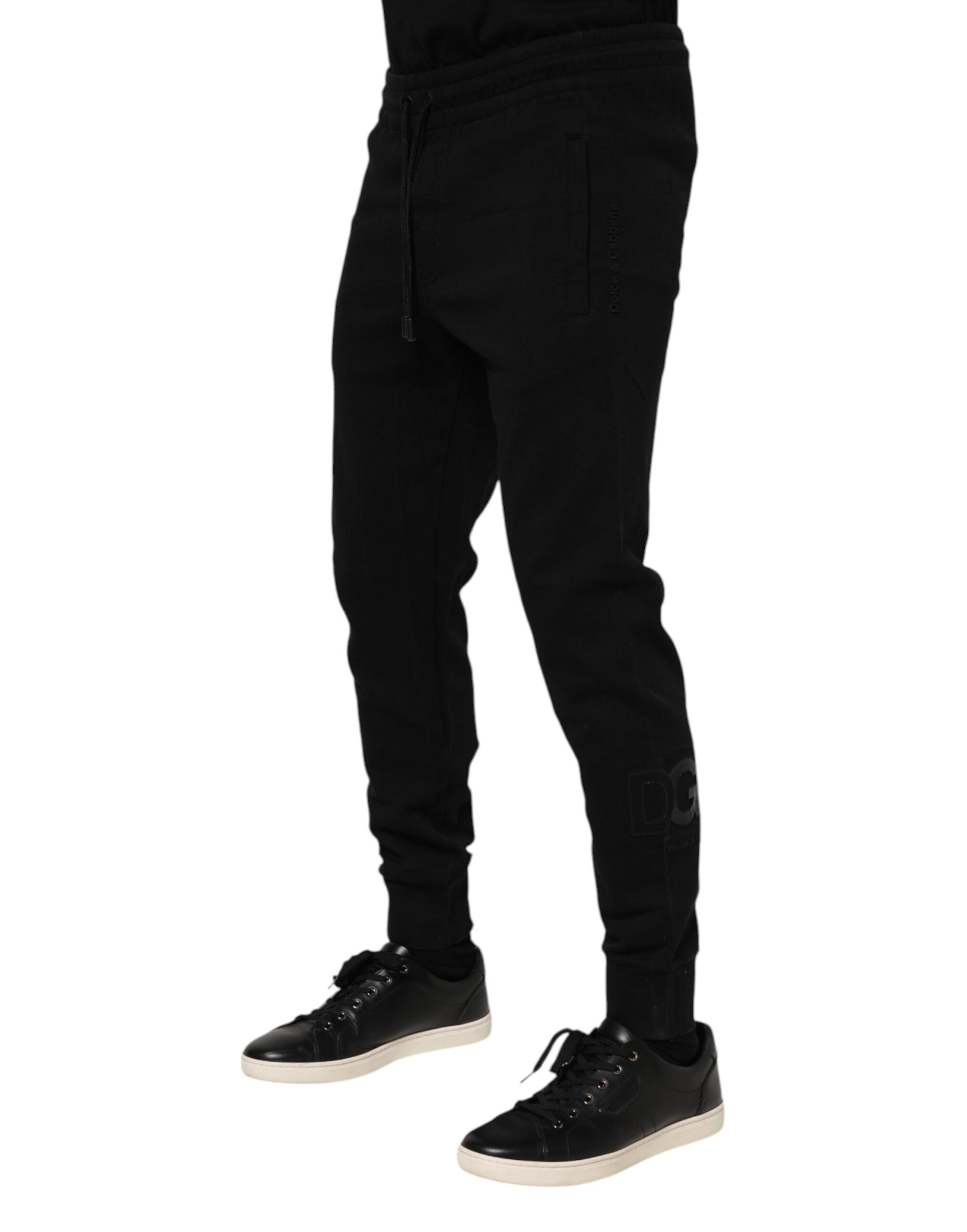 Pantalon de jogging en coton noir Dolce &amp; Gabbana pour homme