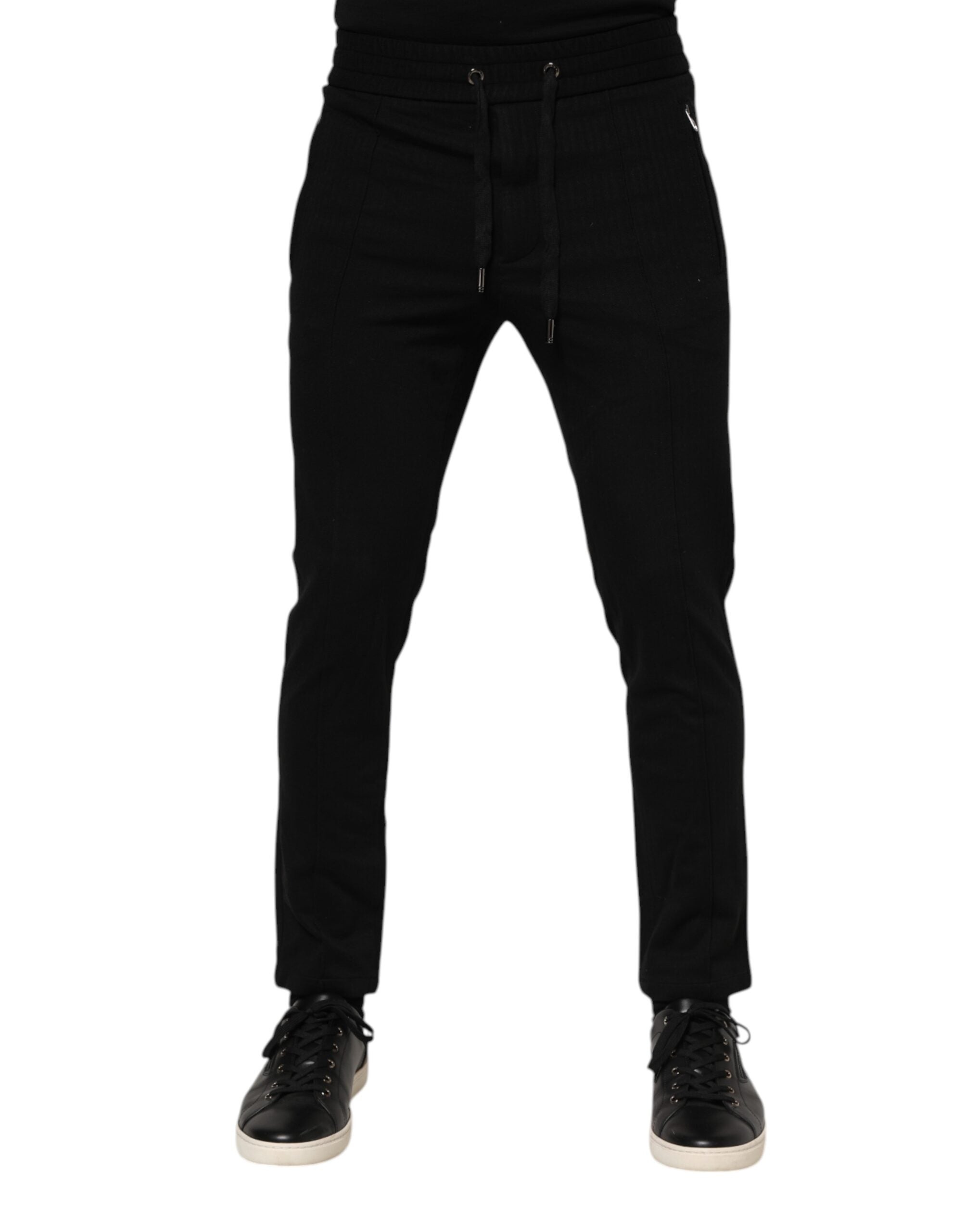 Pantalon de jogging noir en viscose avec cordon de serrage pour homme Dolce &amp; Gabbana