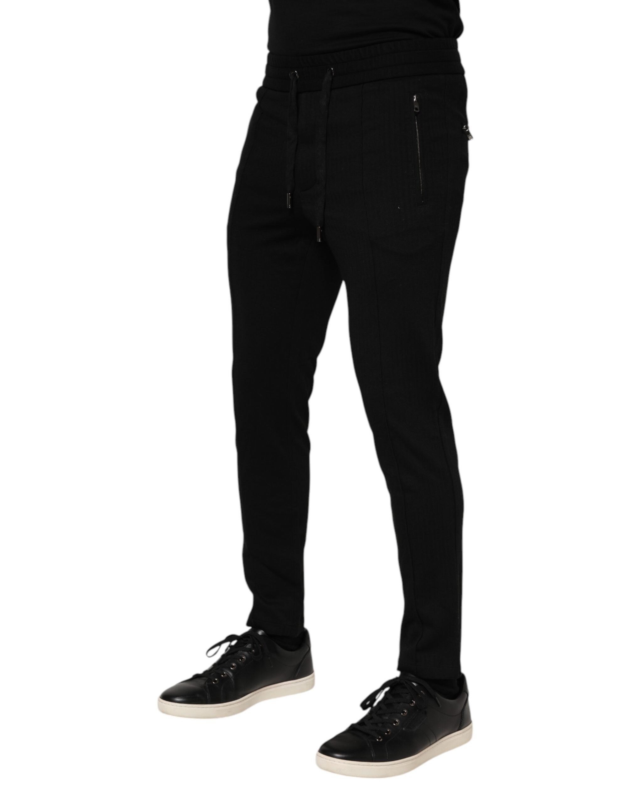 Pantalon de jogging noir en viscose avec cordon de serrage pour homme Dolce &amp; Gabbana