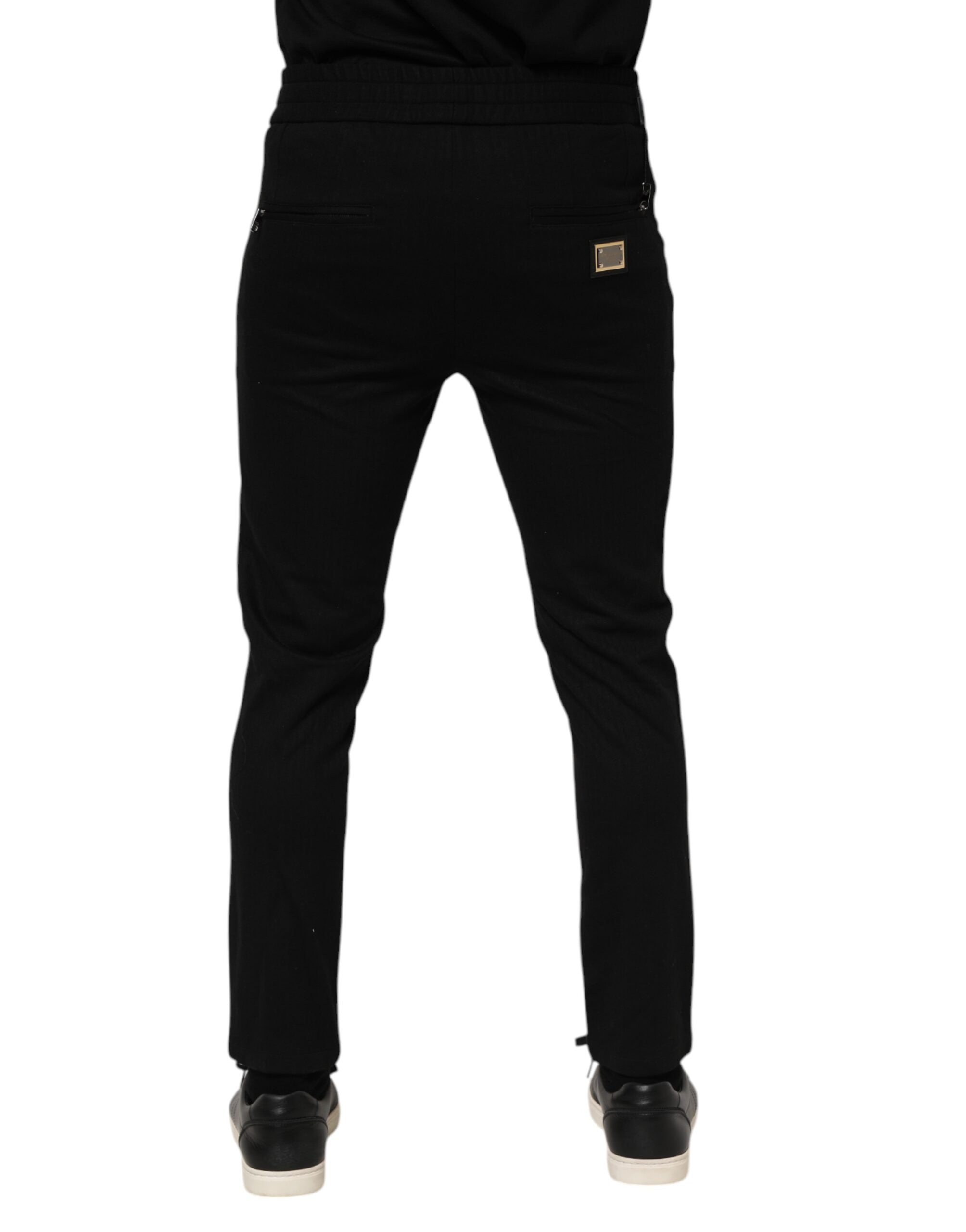 Pantalon de jogging noir en viscose avec cordon de serrage pour homme Dolce &amp; Gabbana