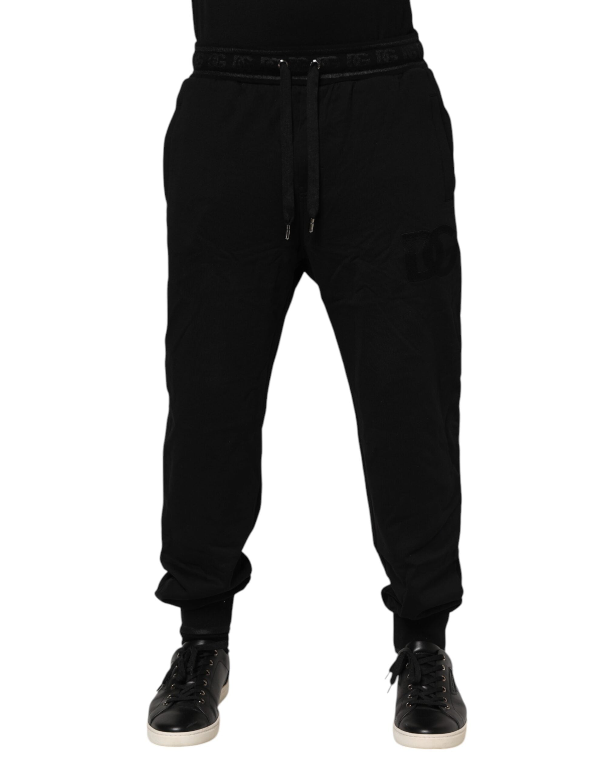 Pantalon de jogging à cordon de serrage en coton noir Dolce &amp; Gabbana