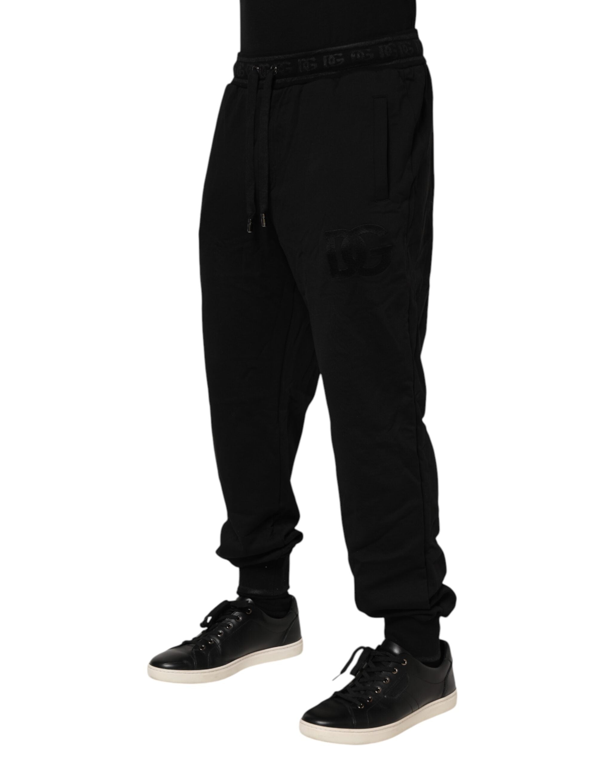 Pantalon de jogging à cordon de serrage en coton noir Dolce &amp; Gabbana