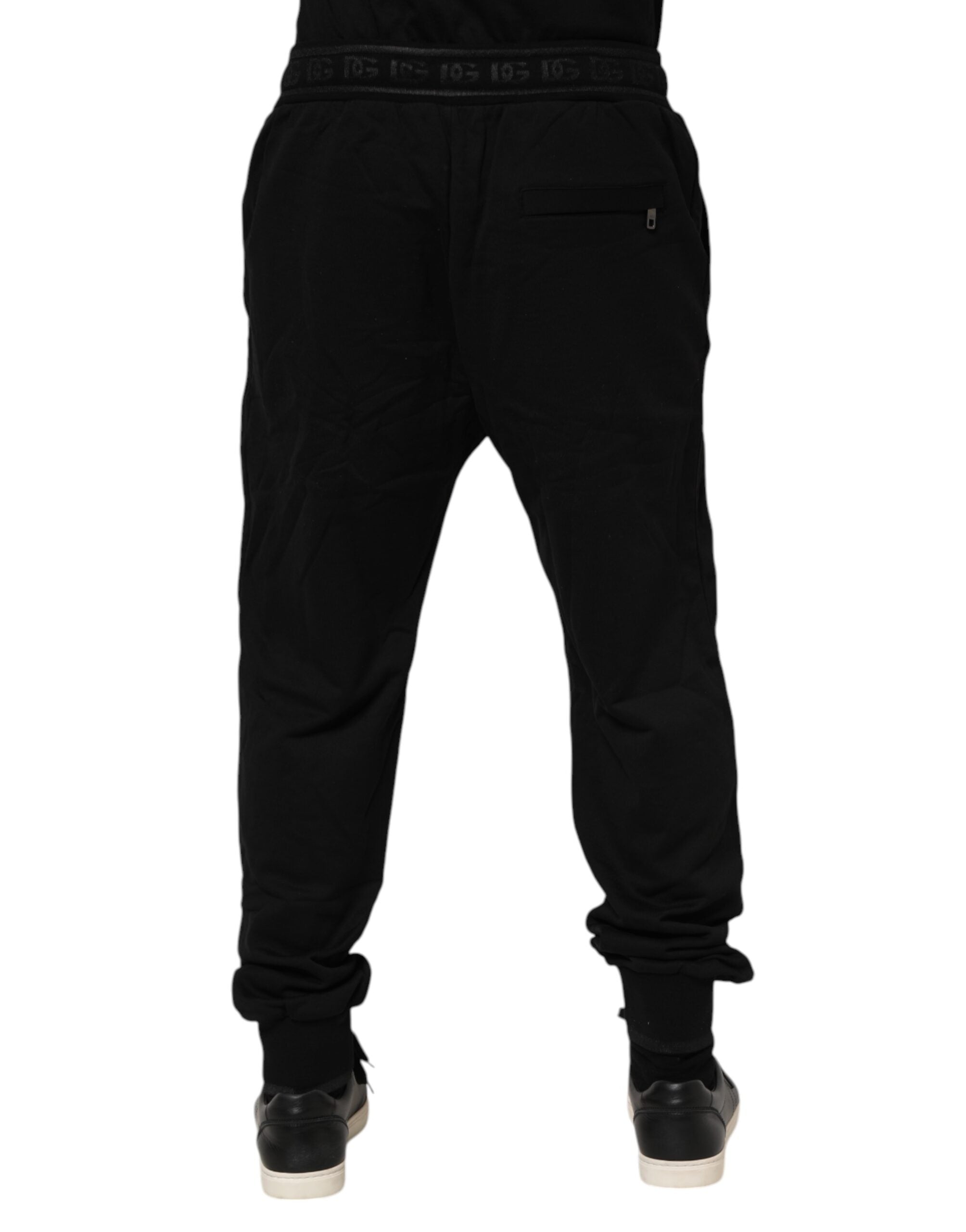 Pantalon de jogging à cordon de serrage en coton noir Dolce &amp; Gabbana