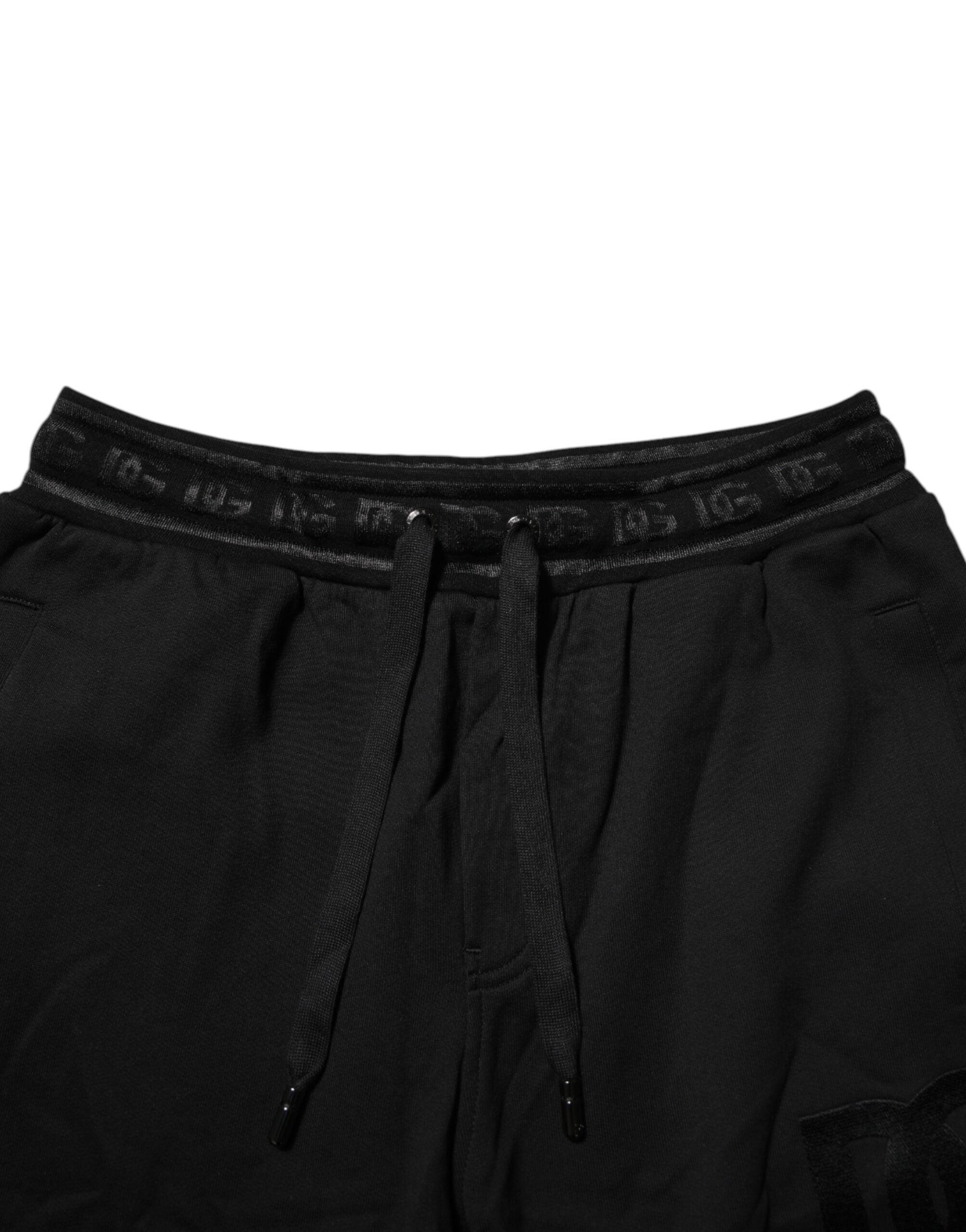 Pantalon de jogging à cordon de serrage en coton noir Dolce &amp; Gabbana