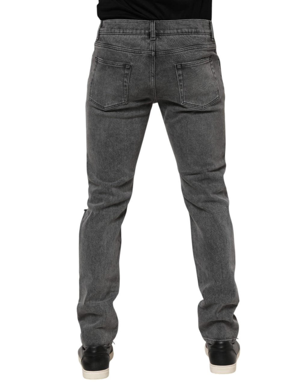 Jean en denim gris avec plaque logo Dolce &amp; Gabbana