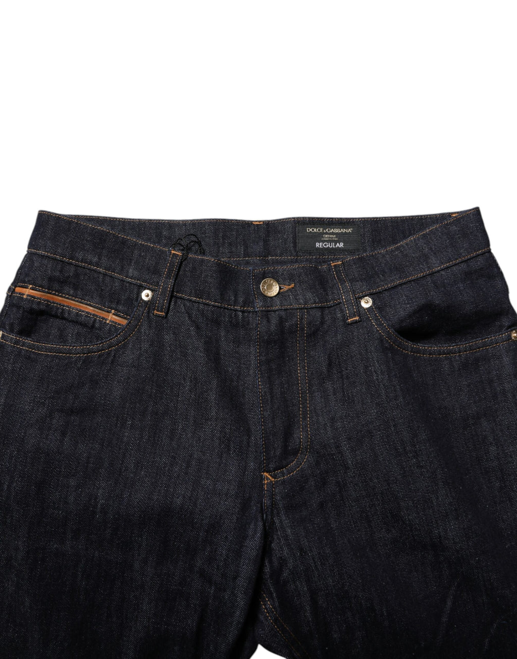 Jean en denim bleu foncé avec plaque logo Dolce &amp; Gabbana pour homme