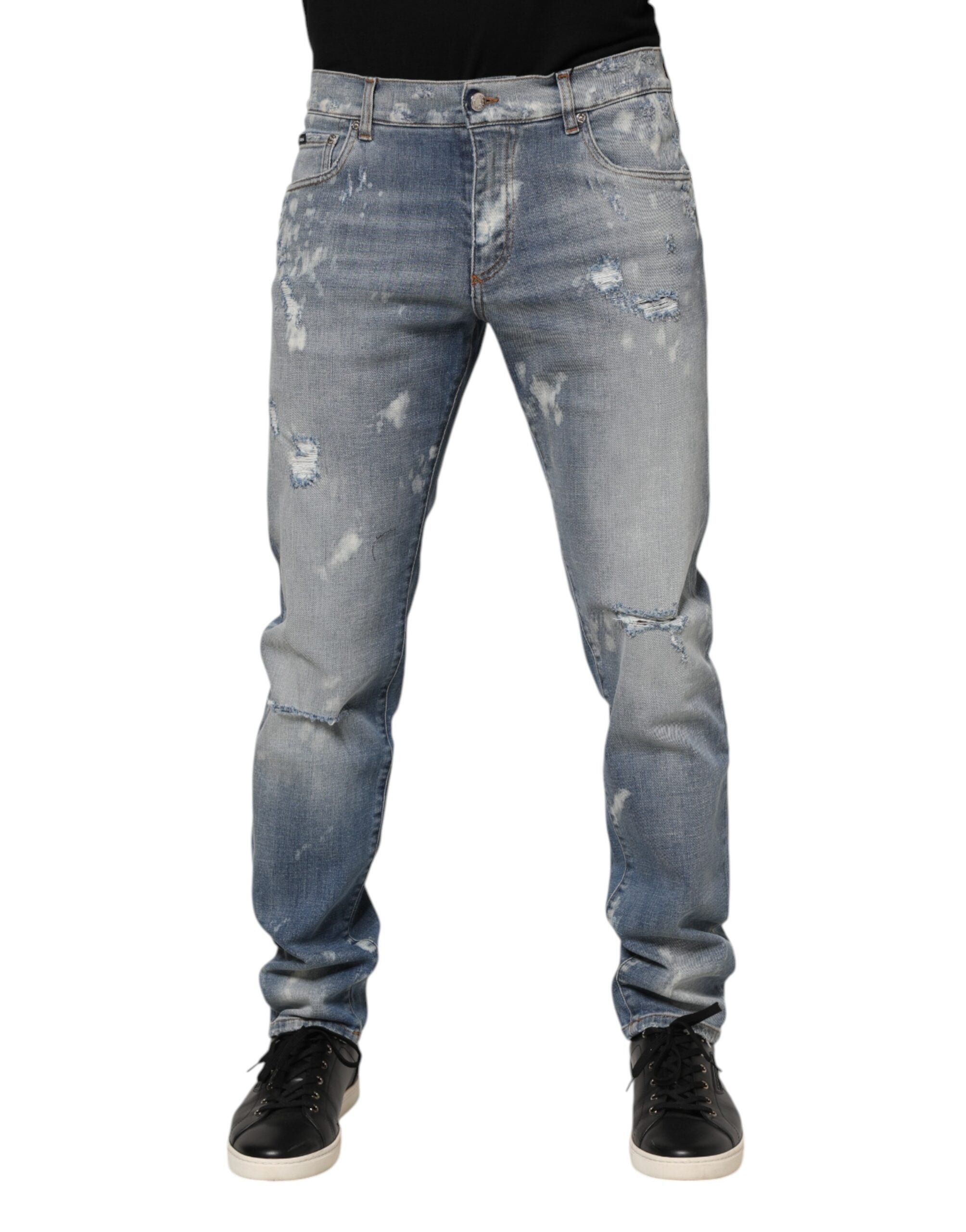 Jean slim en coton bleu délavé Dolce &amp; Gabbana pour homme
