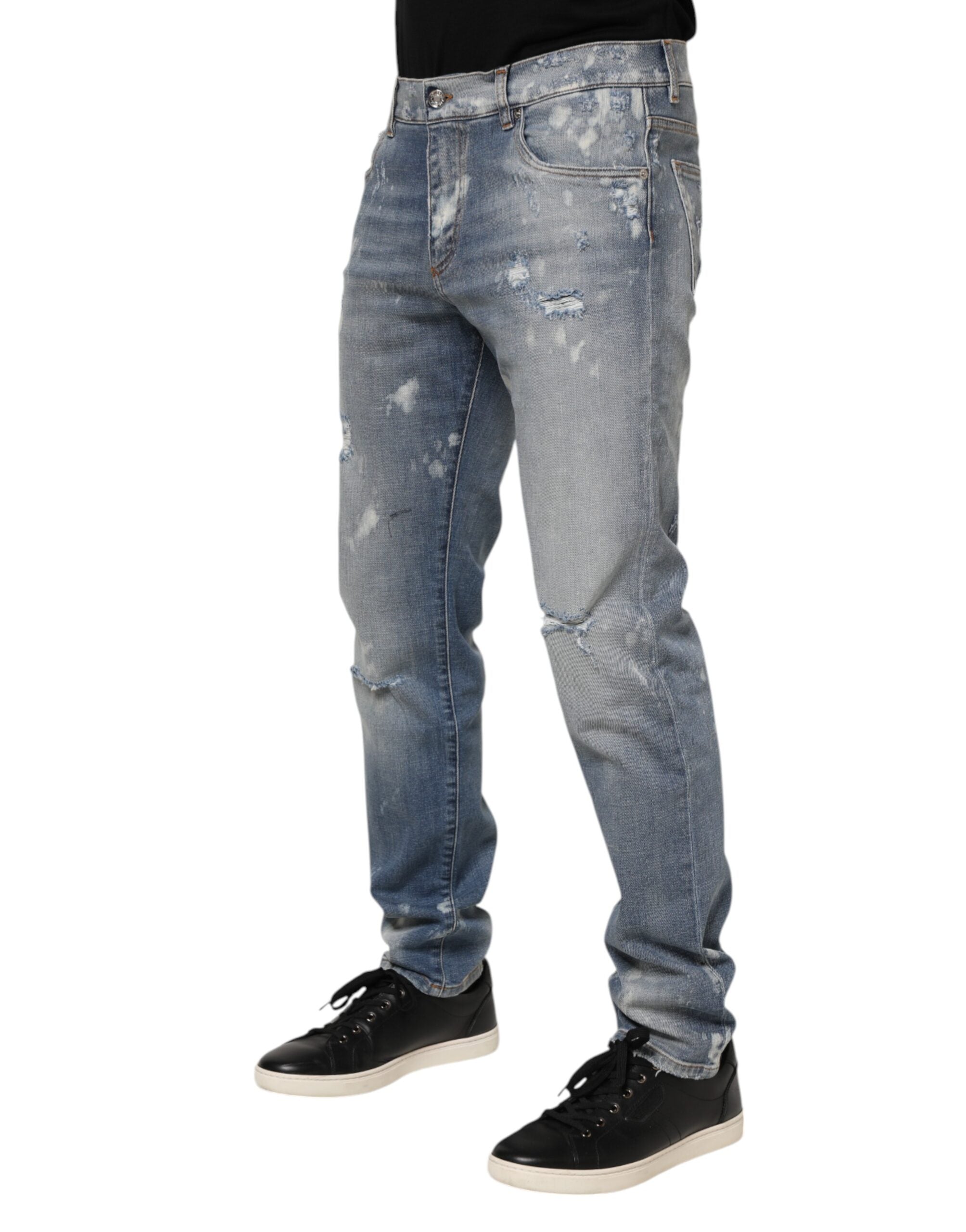 Jean slim en coton bleu délavé Dolce &amp; Gabbana pour homme