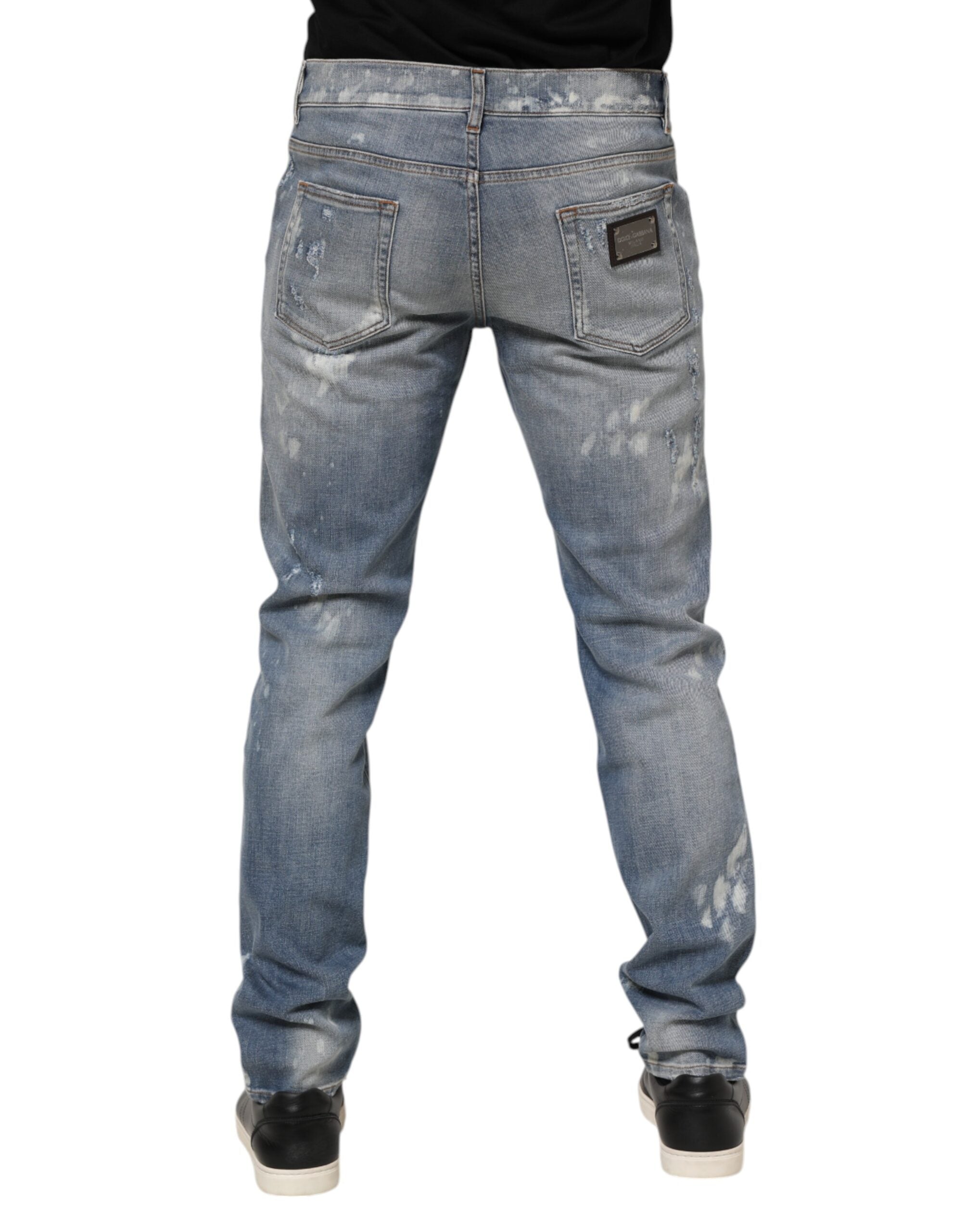 Jean slim en coton bleu délavé Dolce &amp; Gabbana pour homme