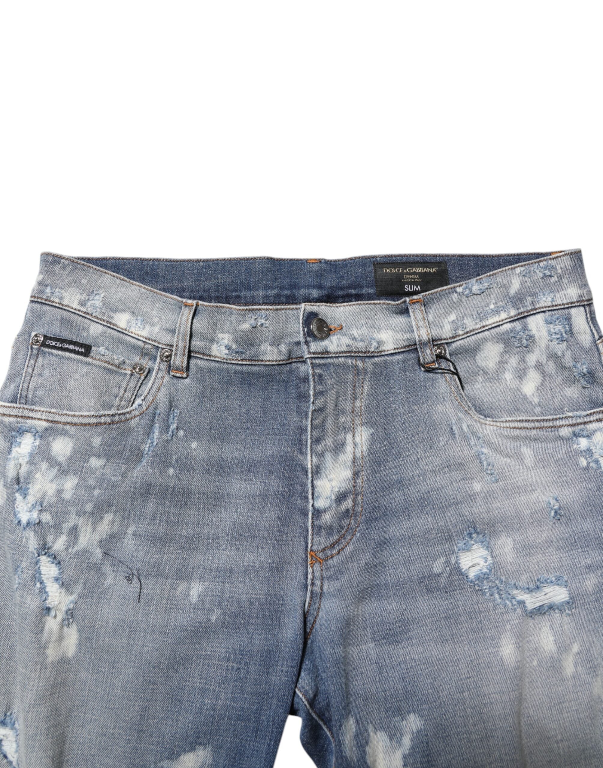 Jean slim en coton bleu délavé Dolce &amp; Gabbana pour homme