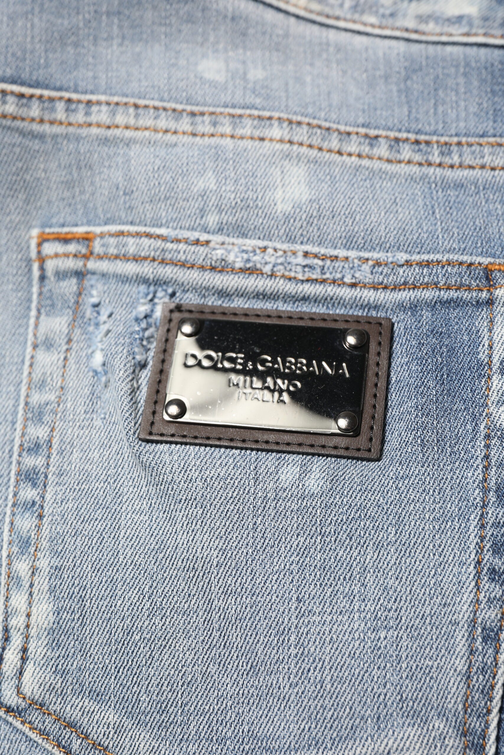 Jean slim en coton bleu délavé Dolce &amp; Gabbana pour homme