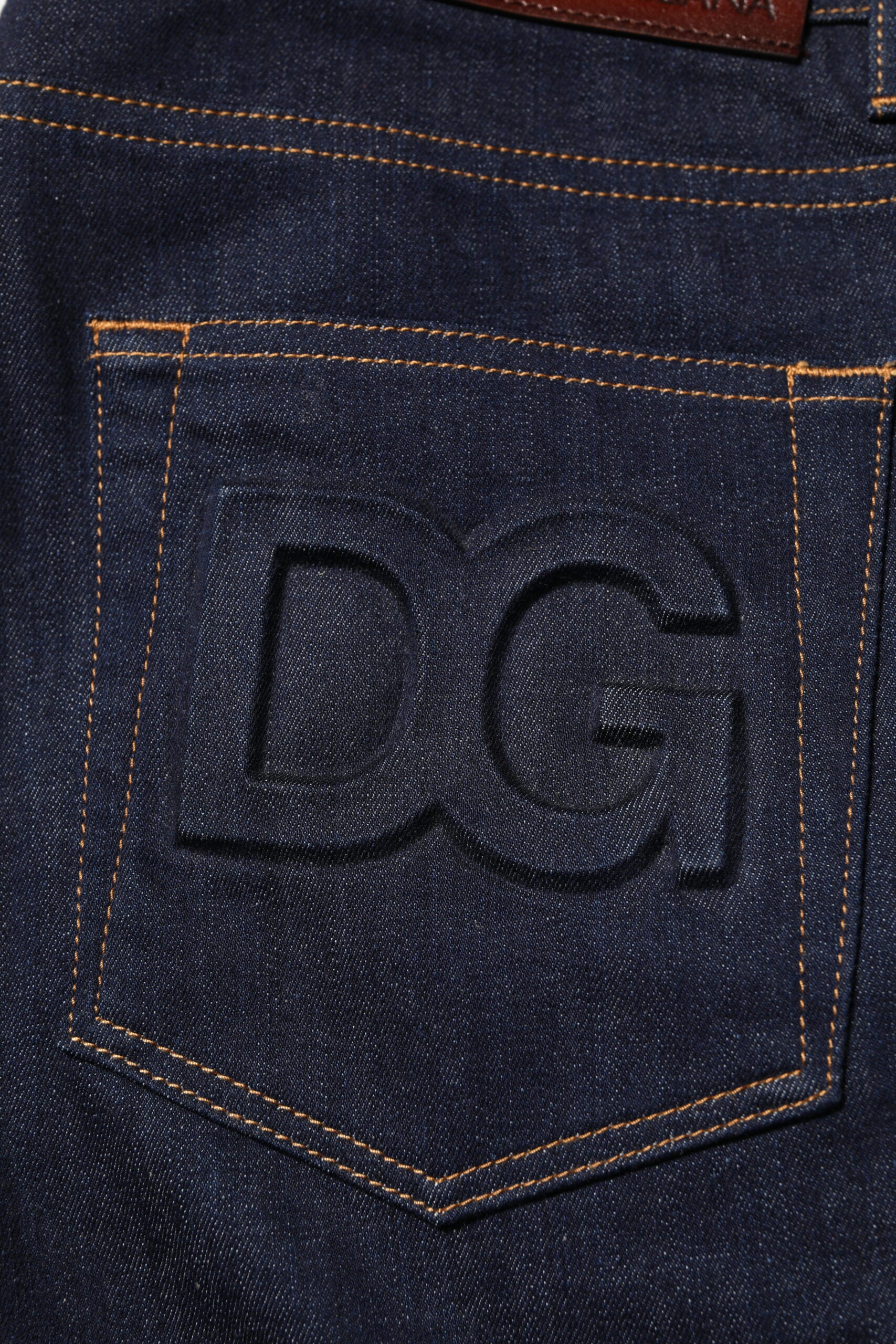 Jean slim bleu foncé en coton avec logo Dolce &amp; Gabbana pour homme