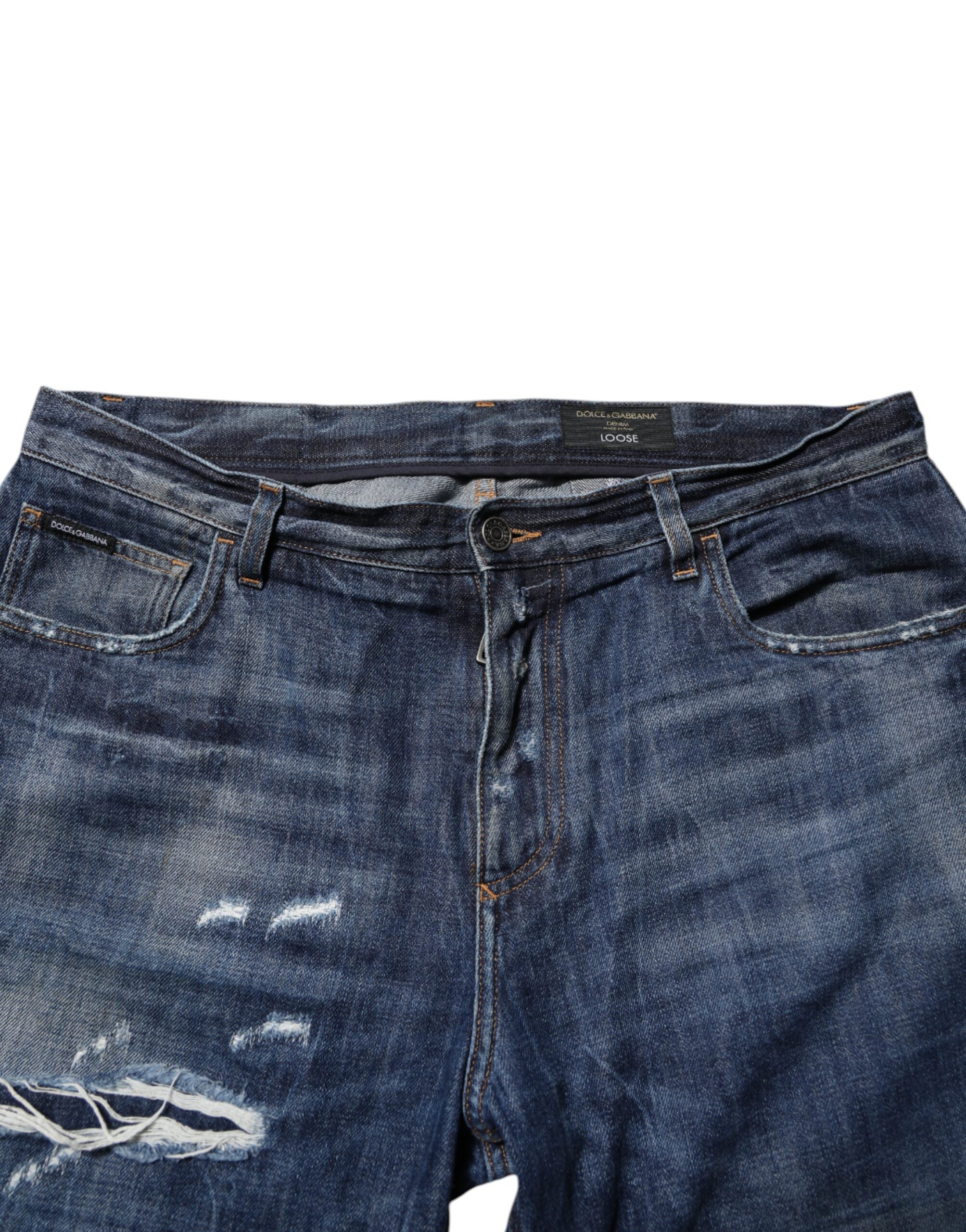 Jean fuselé en coton bleu Dolce &amp; Gabbana pour homme