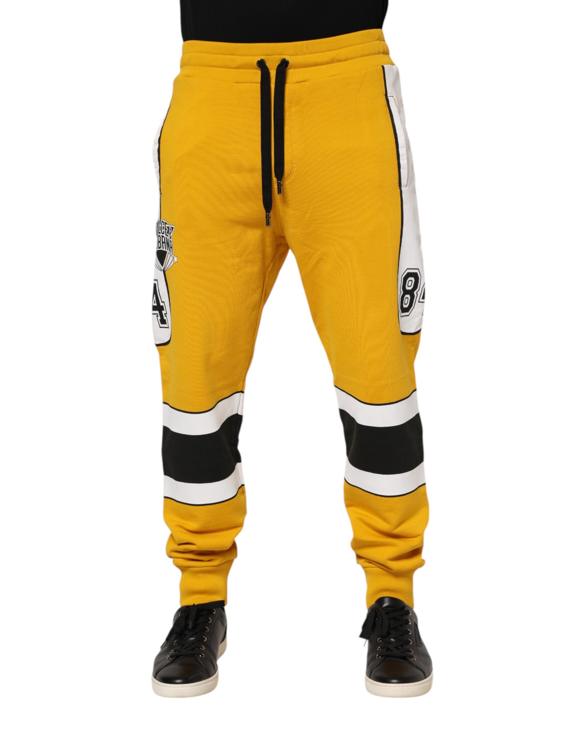 Pantalon de jogging à cordon de serrage en coton jaune Dolce &amp; Gabbana